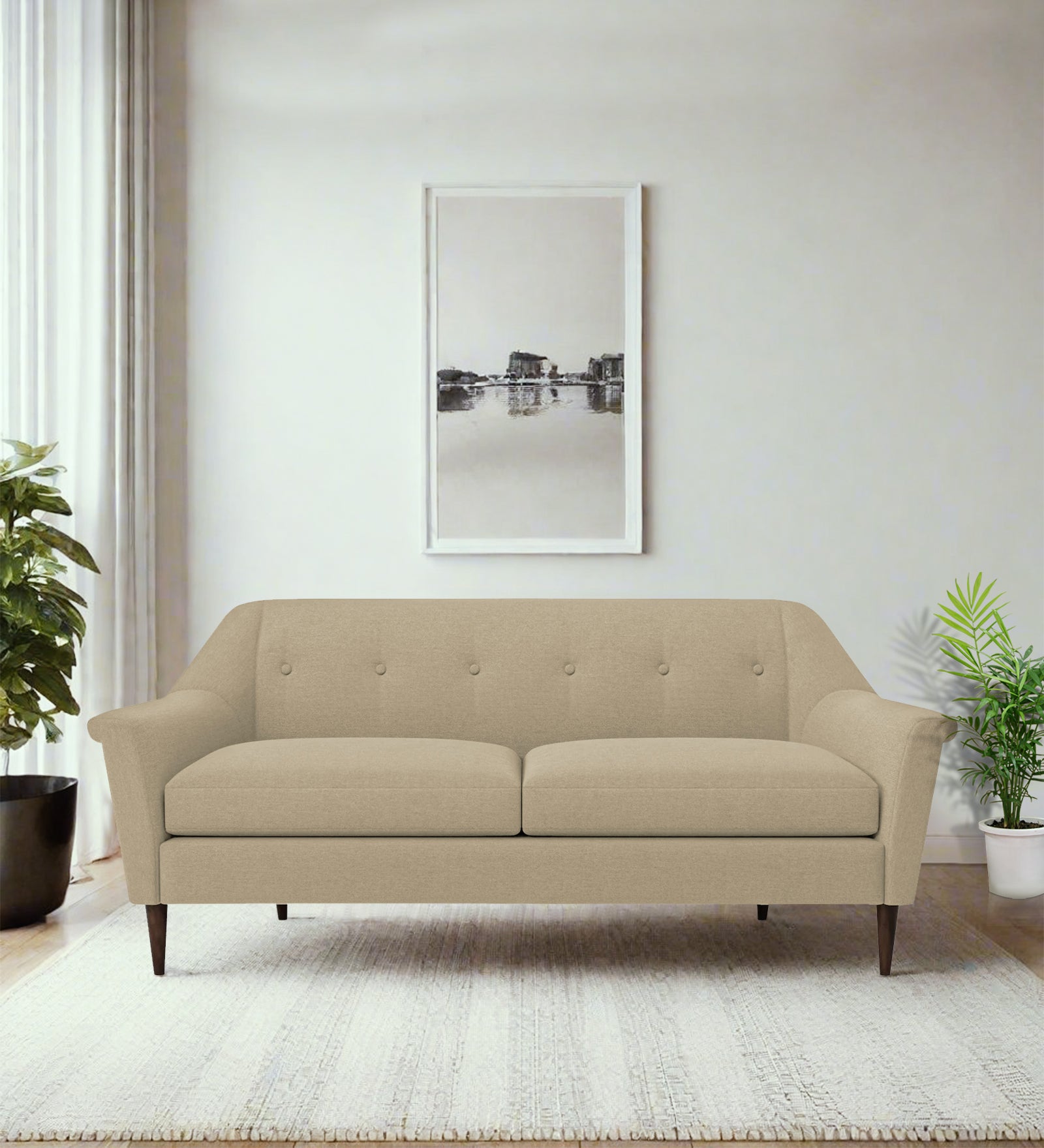 Homer Fabric 3 Seater Sofa In Honey Beige Colour - Febonic Living