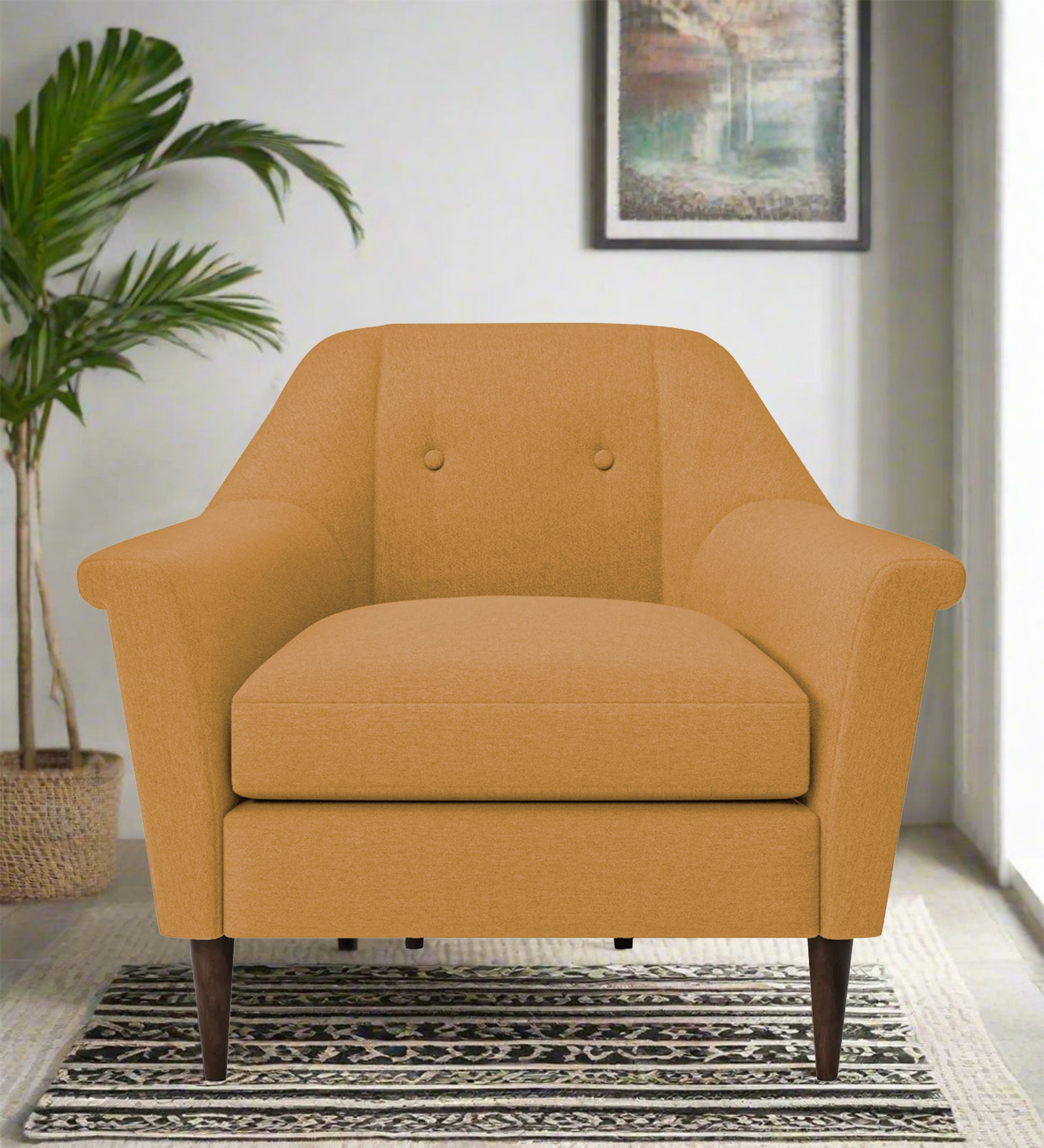 Homer Fabric 1 Seater Sofa In Corn Yellow Colour - Febonic Living