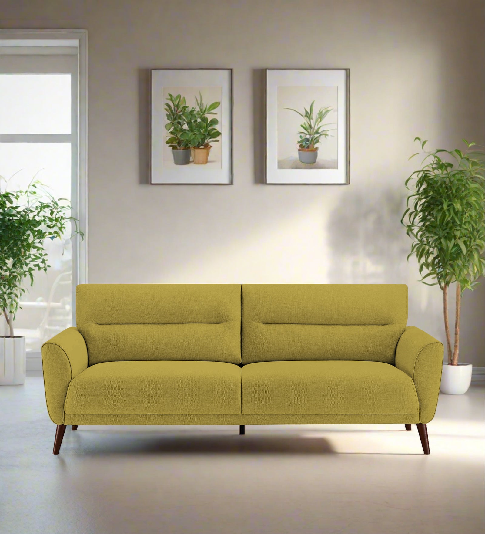 Castro Fabric 3 Seater Sofa In Parrot Green Colour - Febonic Living