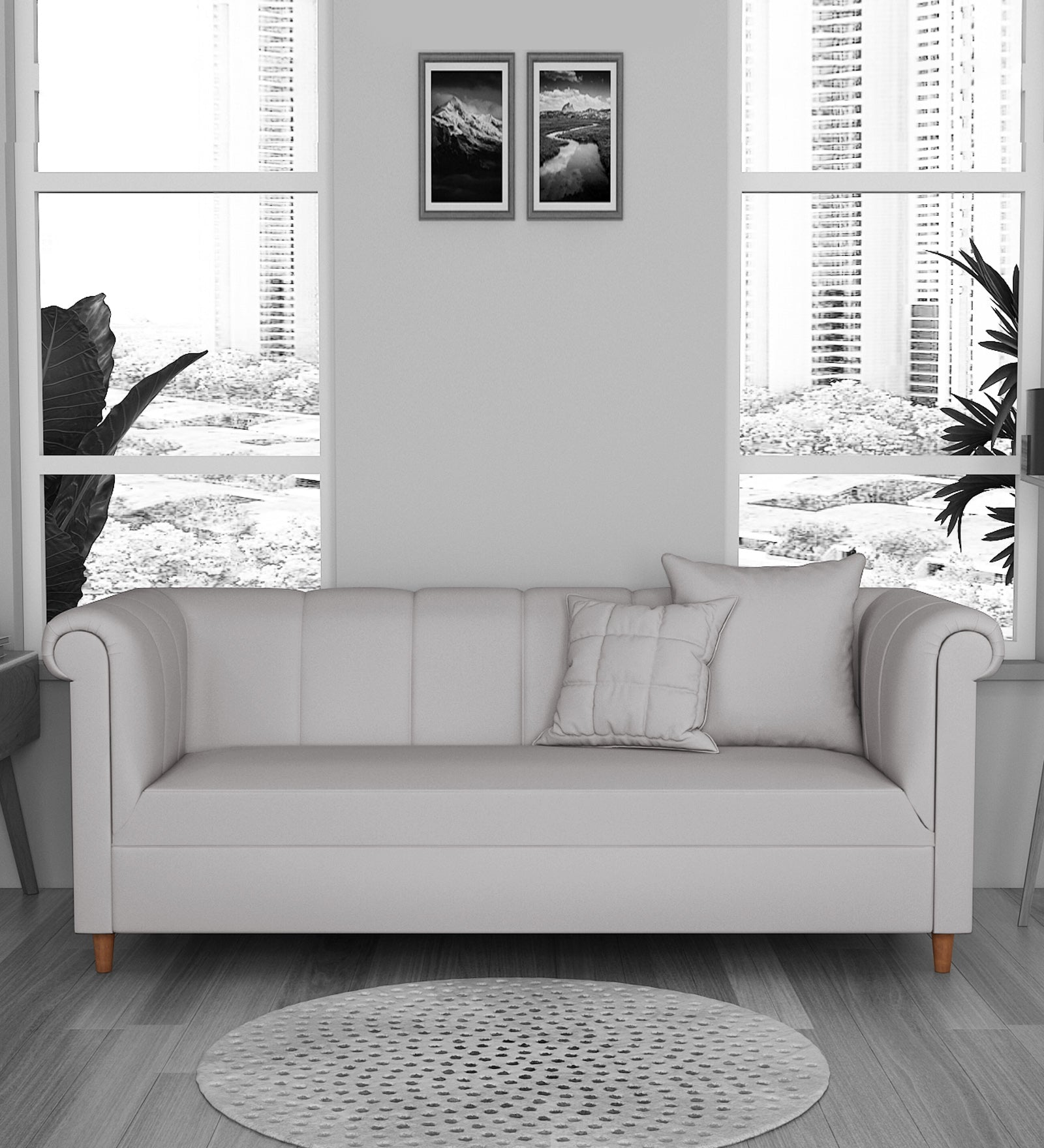 Rubi Velvet 3 Seater Sofa in light grey Colour