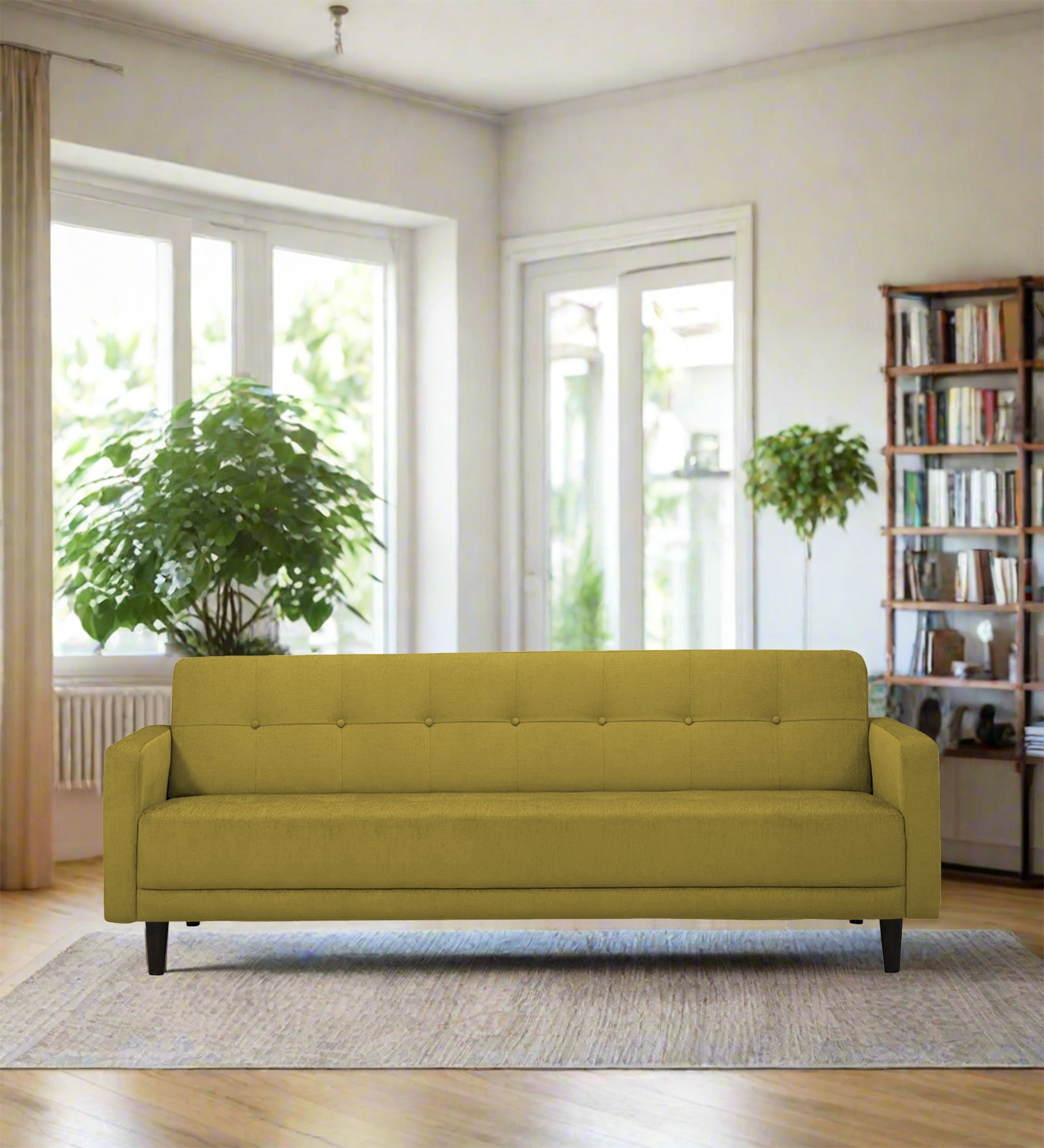 Noha Fabric 3 Seater Sofa In Parrot Green Colour - Febonic Living