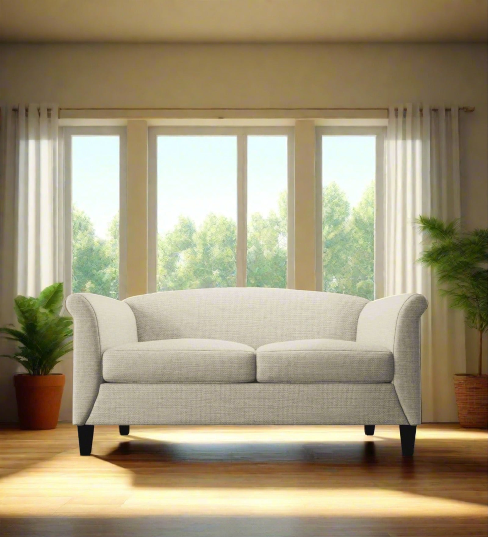 Kimber Fabric 2 Seater Sofa In Ivory Cream Colour - Febonic Living