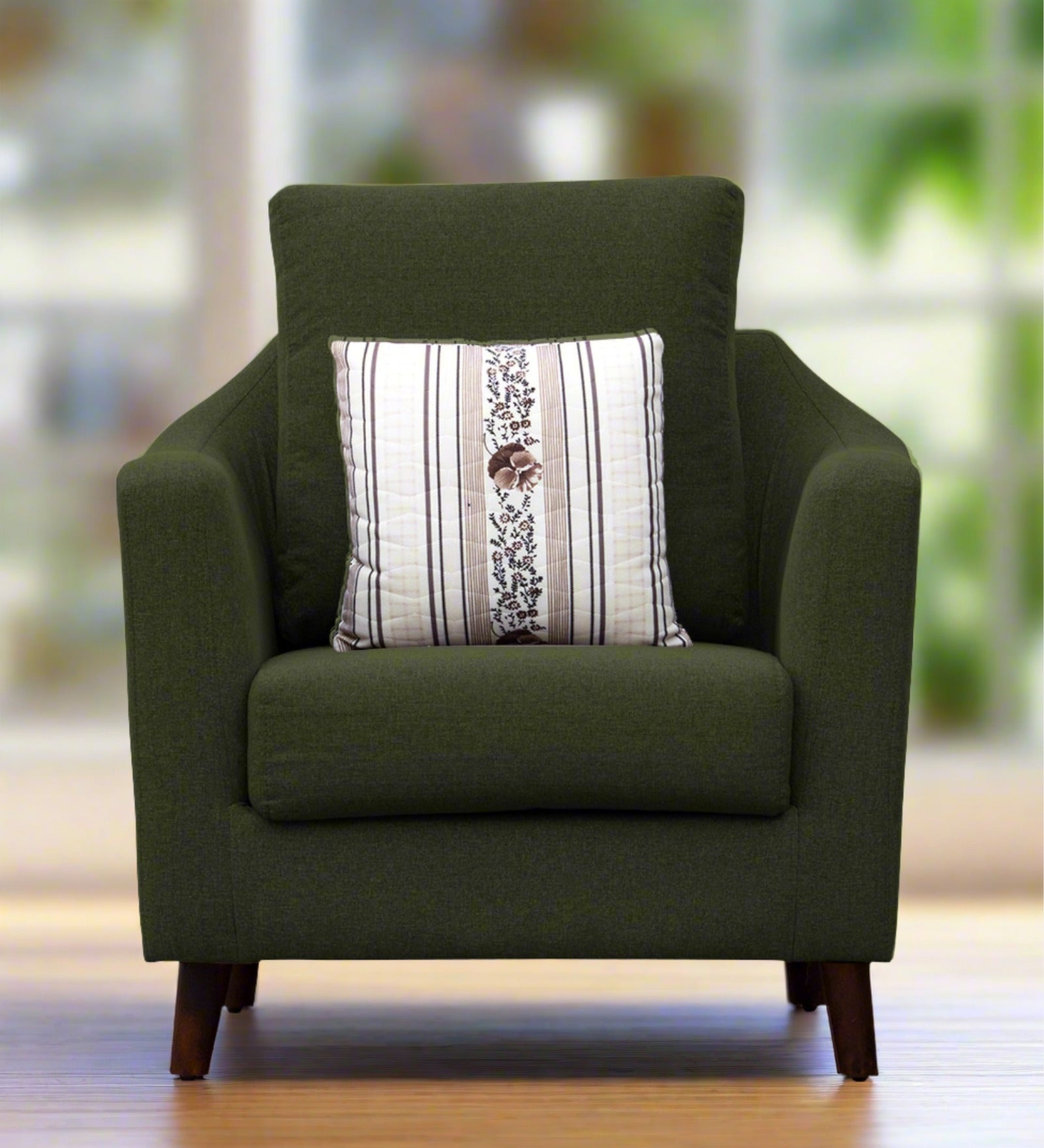 Kevin Fabric 1 Seater Sofa In Olive Green Colour - Febonic Living