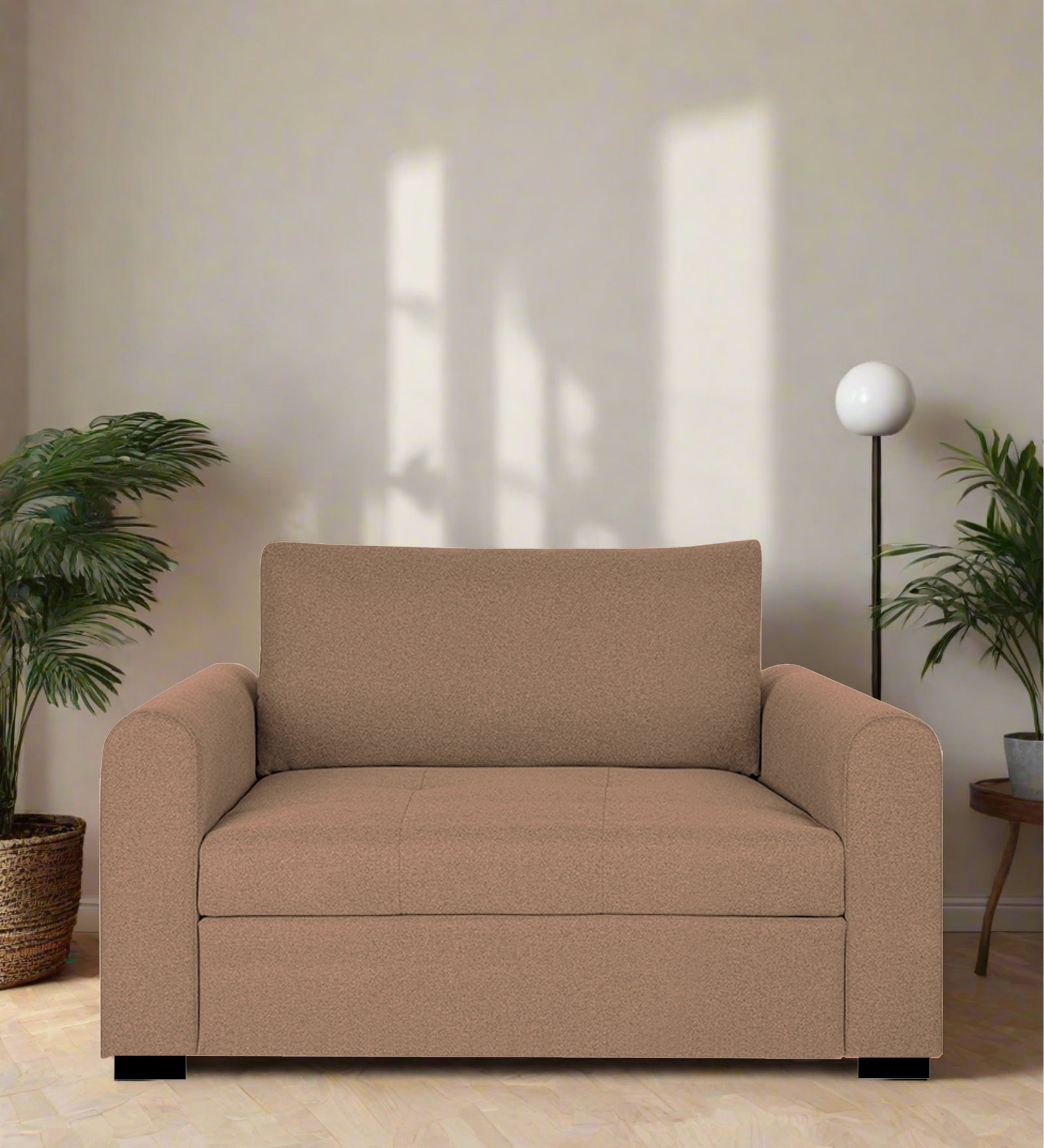 Sigma Fabric 1 Seater Sofa In Cosmic Beige Colour - Febonic Living
