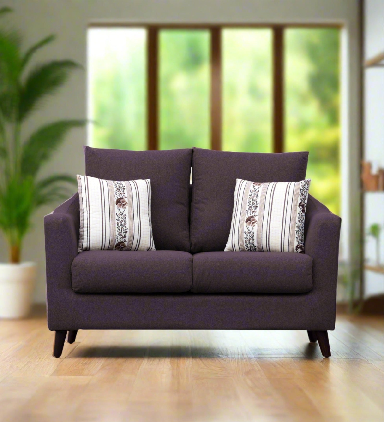 Kevin Fabric 2 Seater Sofa In Greek Purple Colour