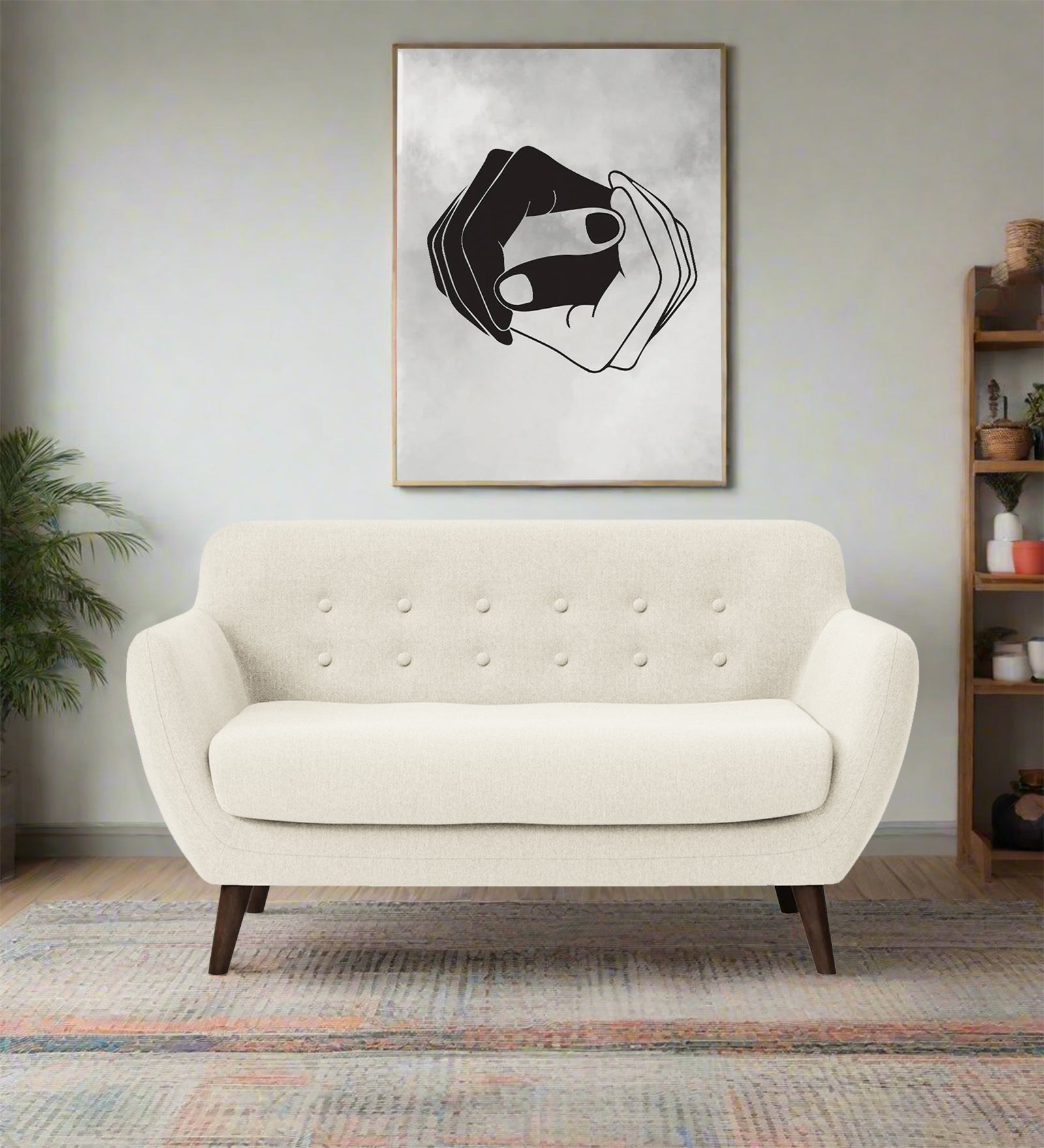 Goofy Fabric 2 Seater Sofa In Ivory Cream Colour - Febonic Living