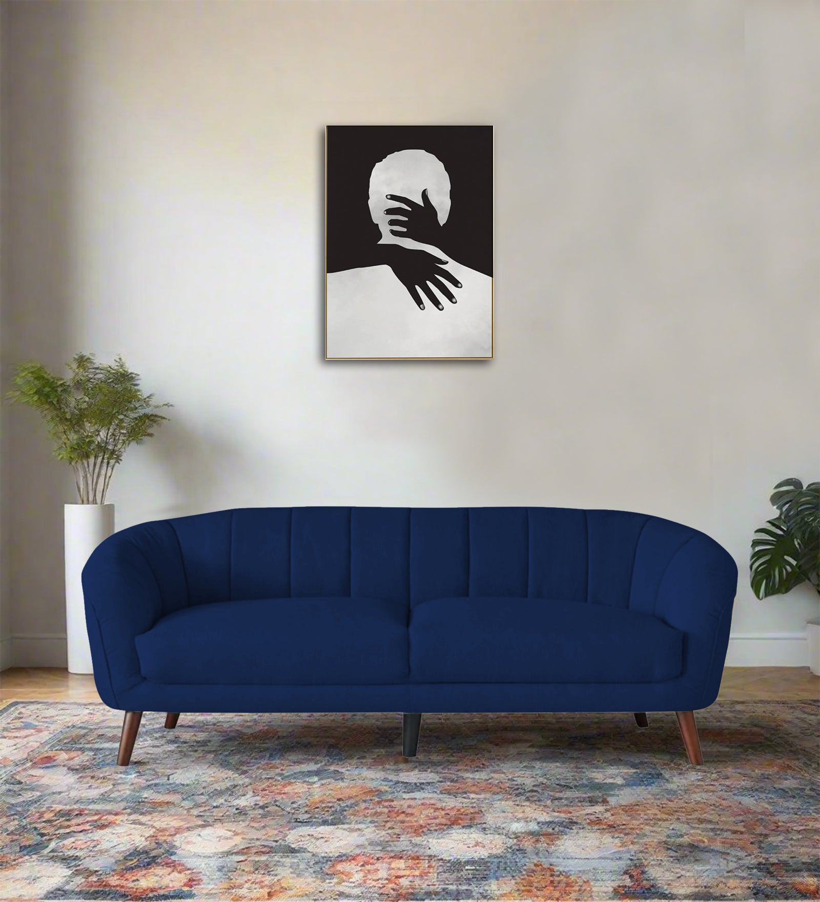 Benjamin Fabric 3 Seater Sofa In Royal Blue Colour - Febonic Living