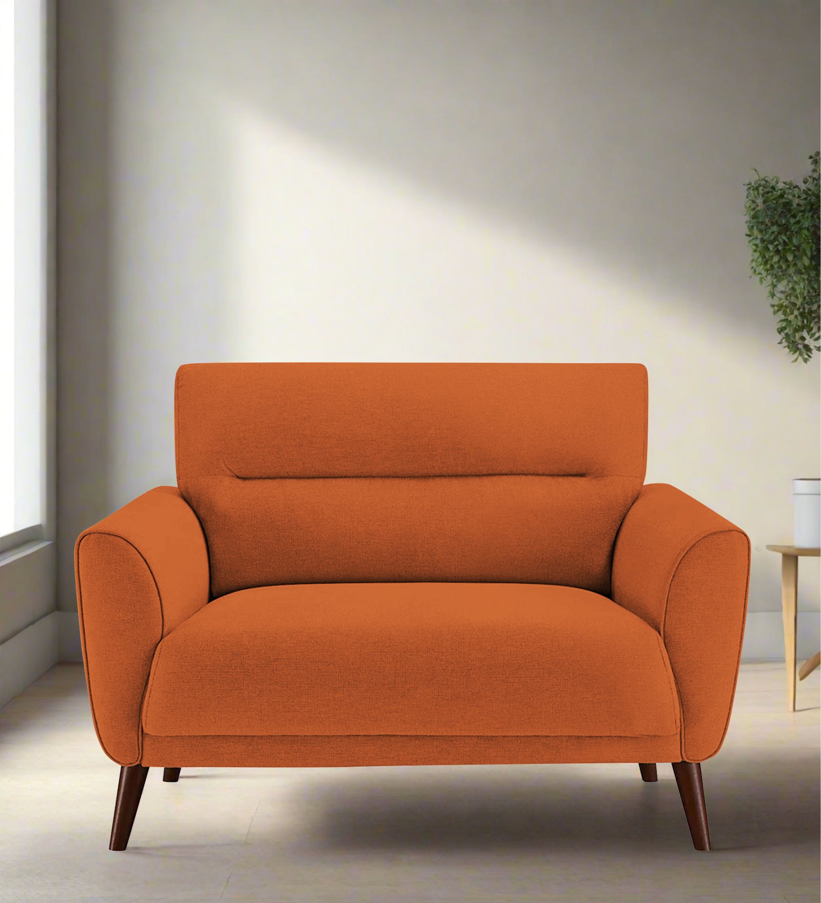 Castro Fabric 1 Seater Sofa In Vivid Orange Colour - Febonic Living