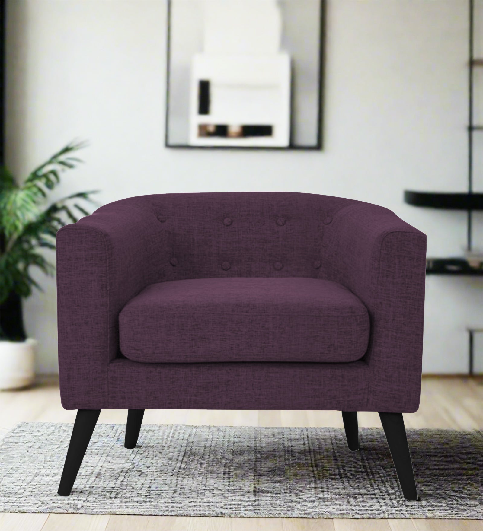 Casper Fabric 1 Seater Sofa In Greek Purple Colour - Febonic Living
