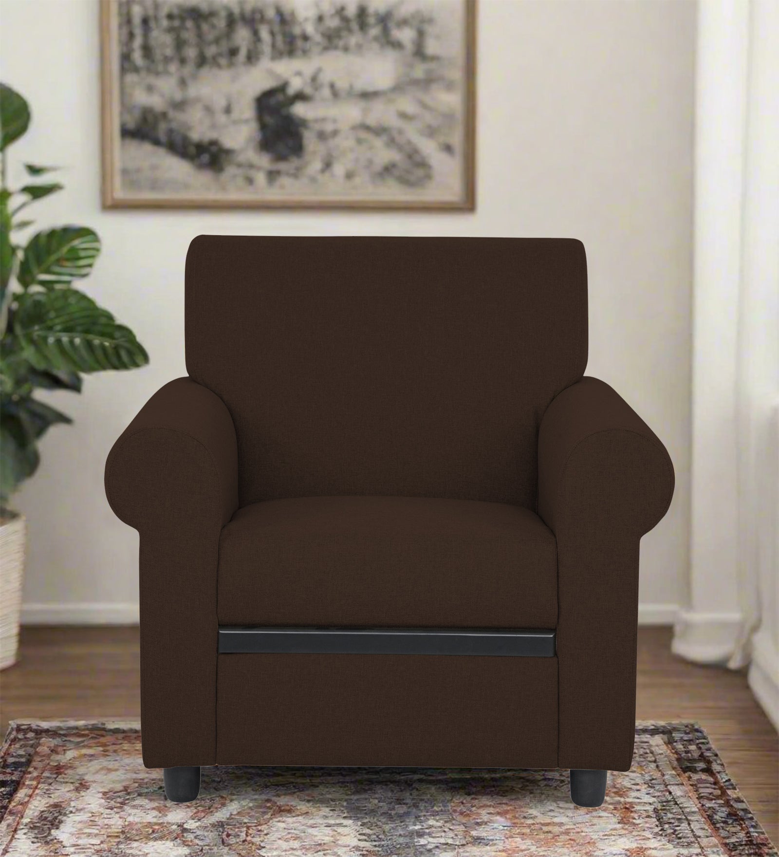 Ribby Fabric 1 Seater Sofa In Cidar Brown Colour - Febonic Living