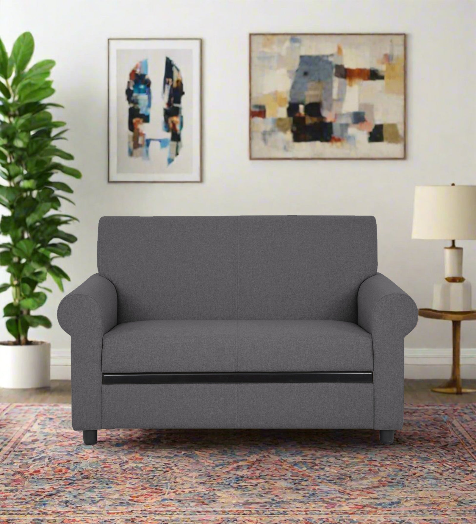 Ribby 2 Seater Fabric Sofa - Sudo Grey by Febonic Living