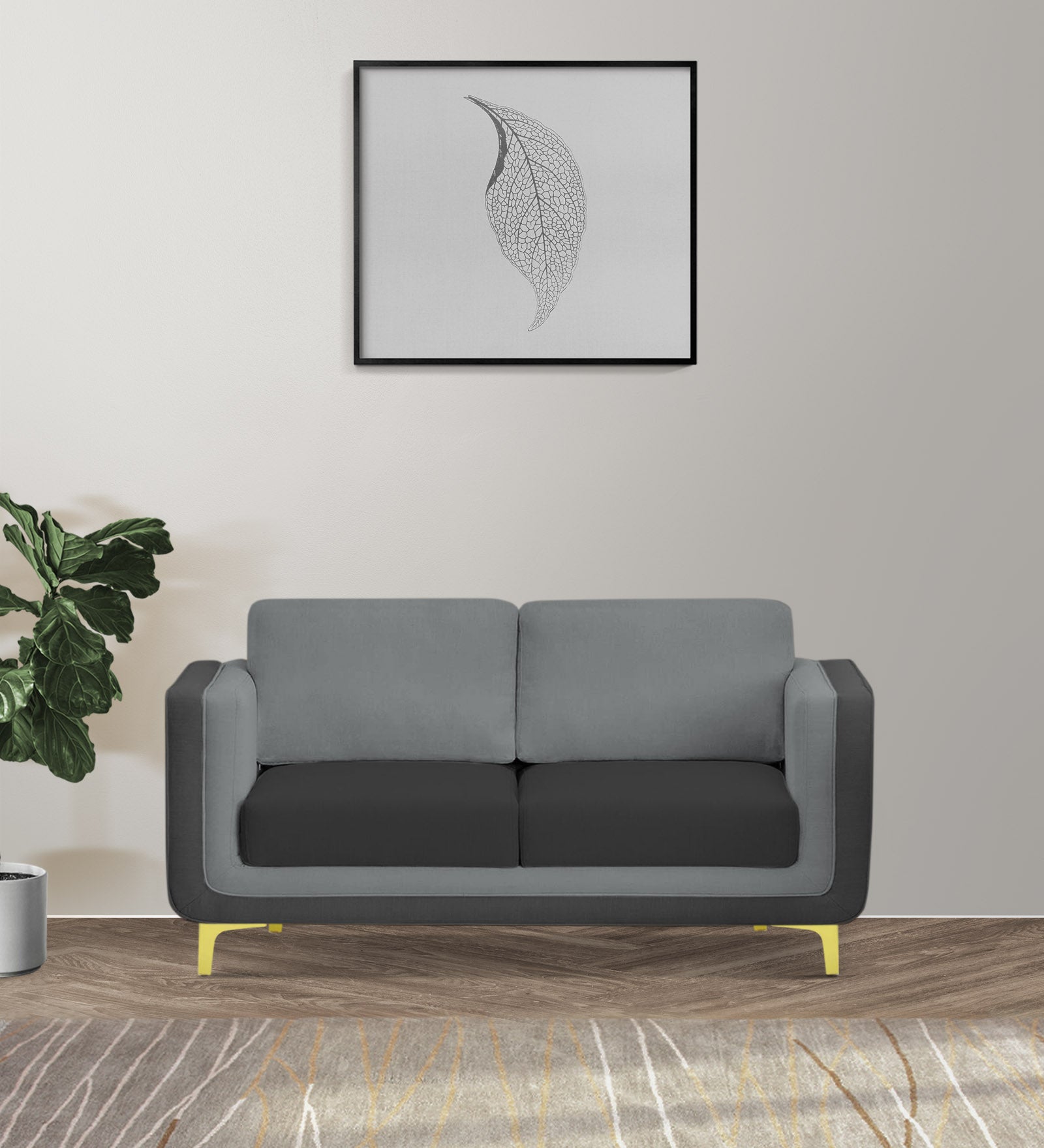 Visky Velvet 2 Seater Sofa In Pearl Grey And Hory Grey Colour - Febonic Living