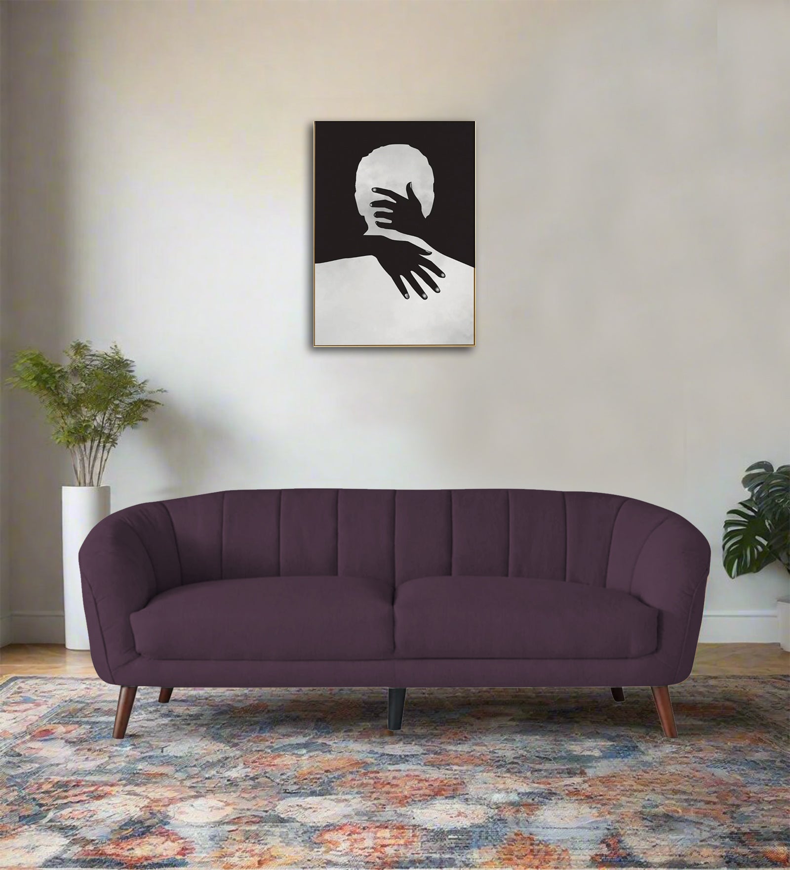 Benjamin Fabric 3 Seater Sofa In Greek Purple Colour - Febonic Living