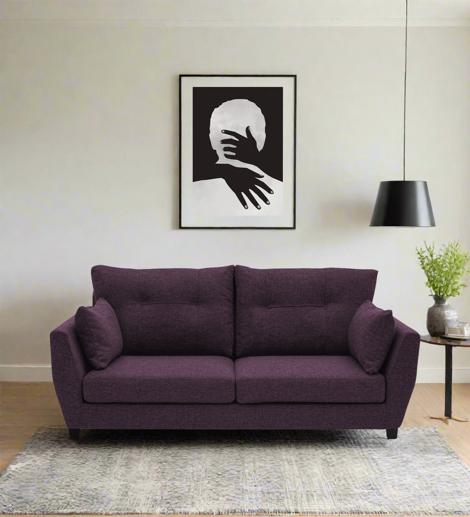Mario Fabric 2 Seater Sofa In Greek Purple Colour - Febonic Living