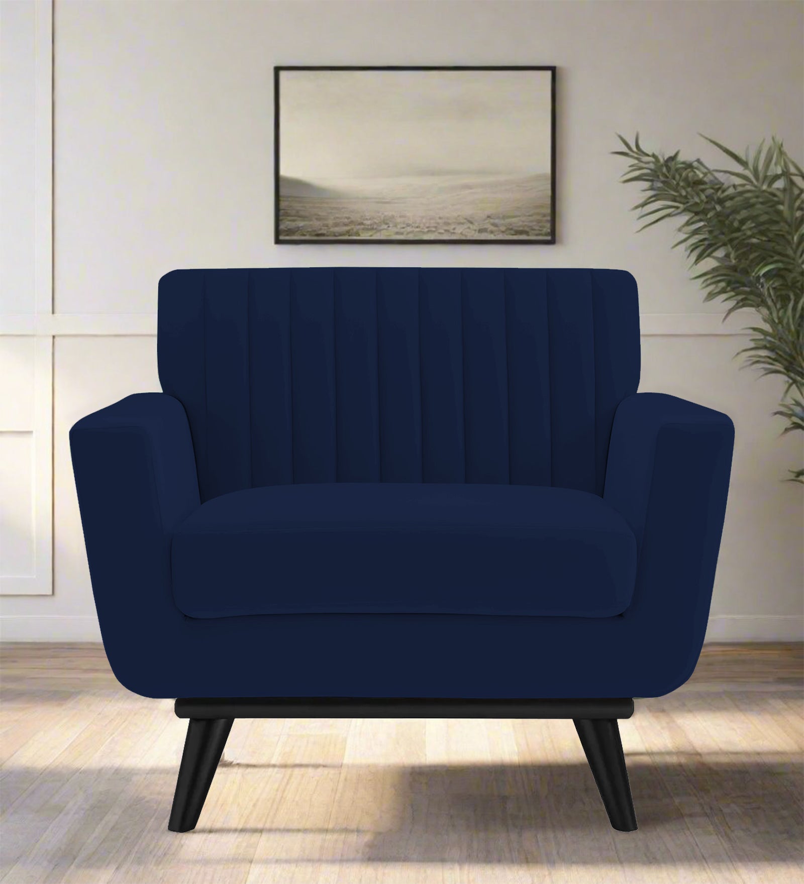 Tucker Velvet 1 Seater Sofa In Indigo Blue Colour - Febonic Living
