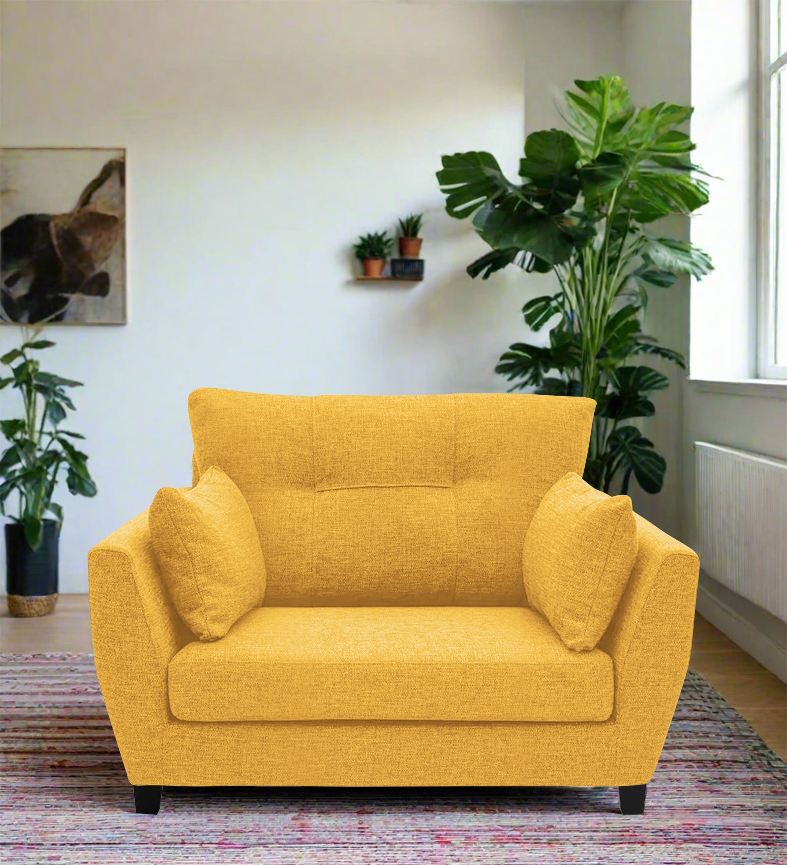 Mario Fabric 1 Seater Sofa In Bold Yellow Colour - Febonic Living