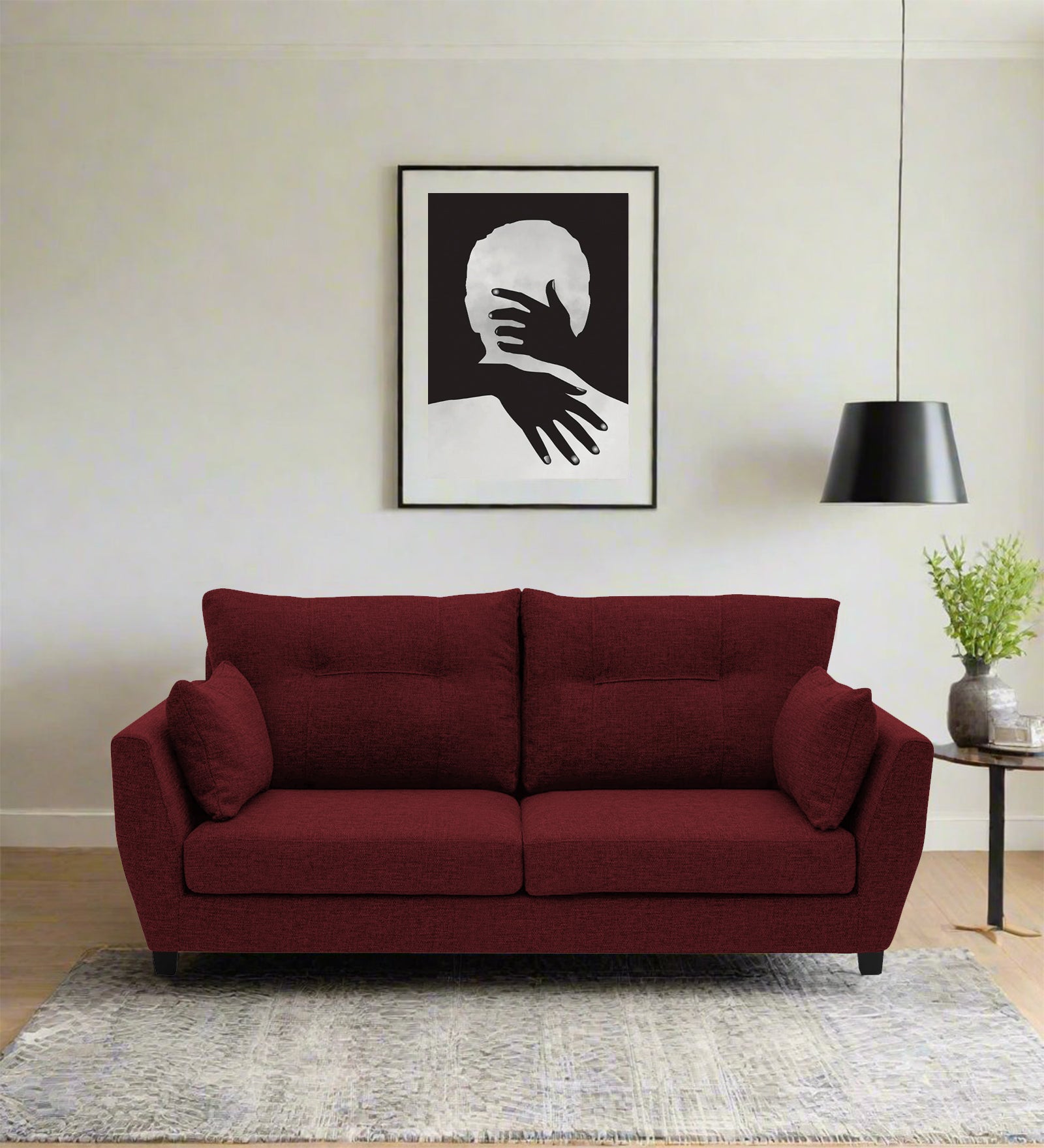 Mario Fabric 2 Seater Sofa In Blood Maroon Colour - Febonic Living