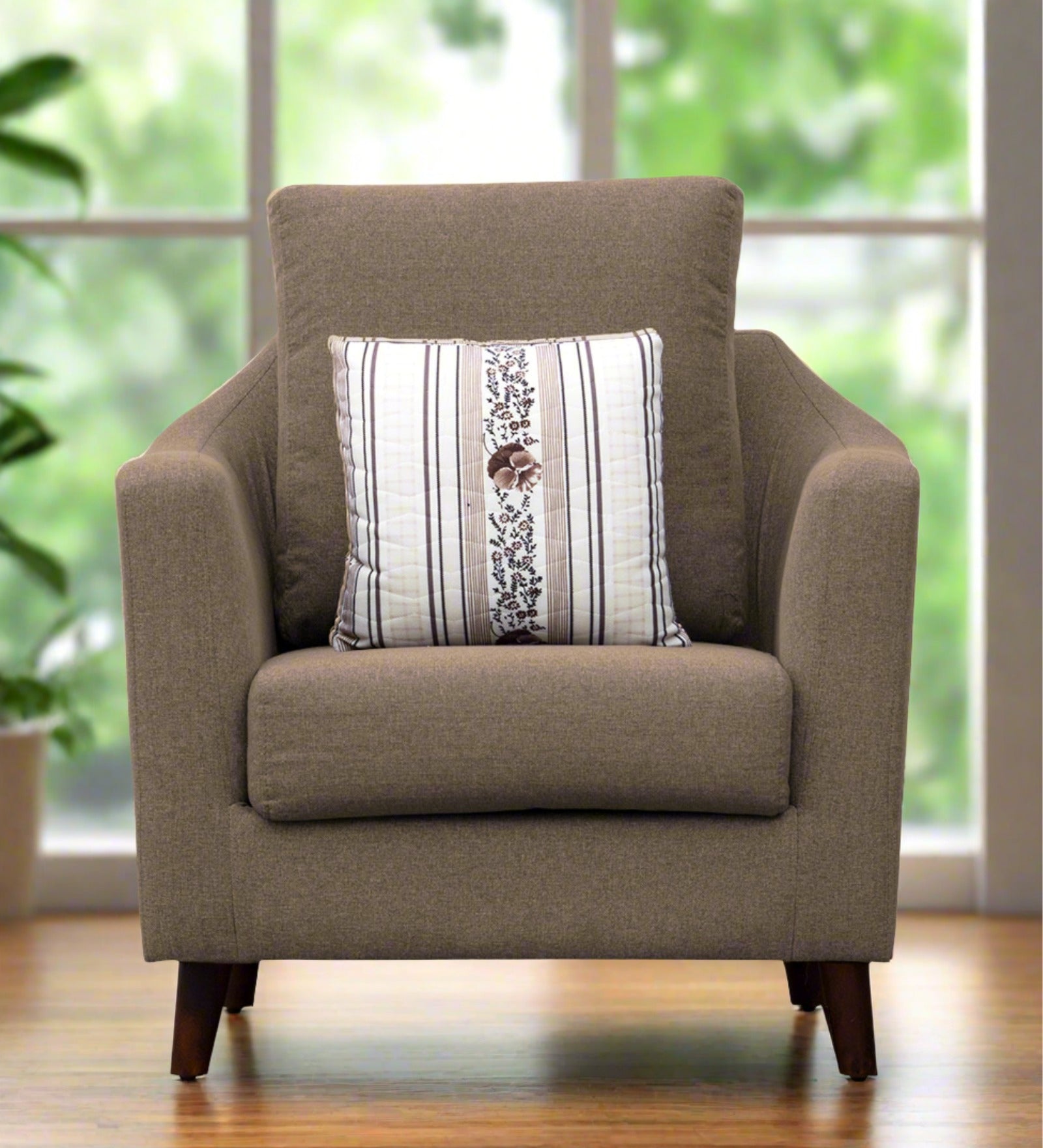 Kevin Fabric 1 Seater Sofa In Cookie Beige Colour - Febonic Living