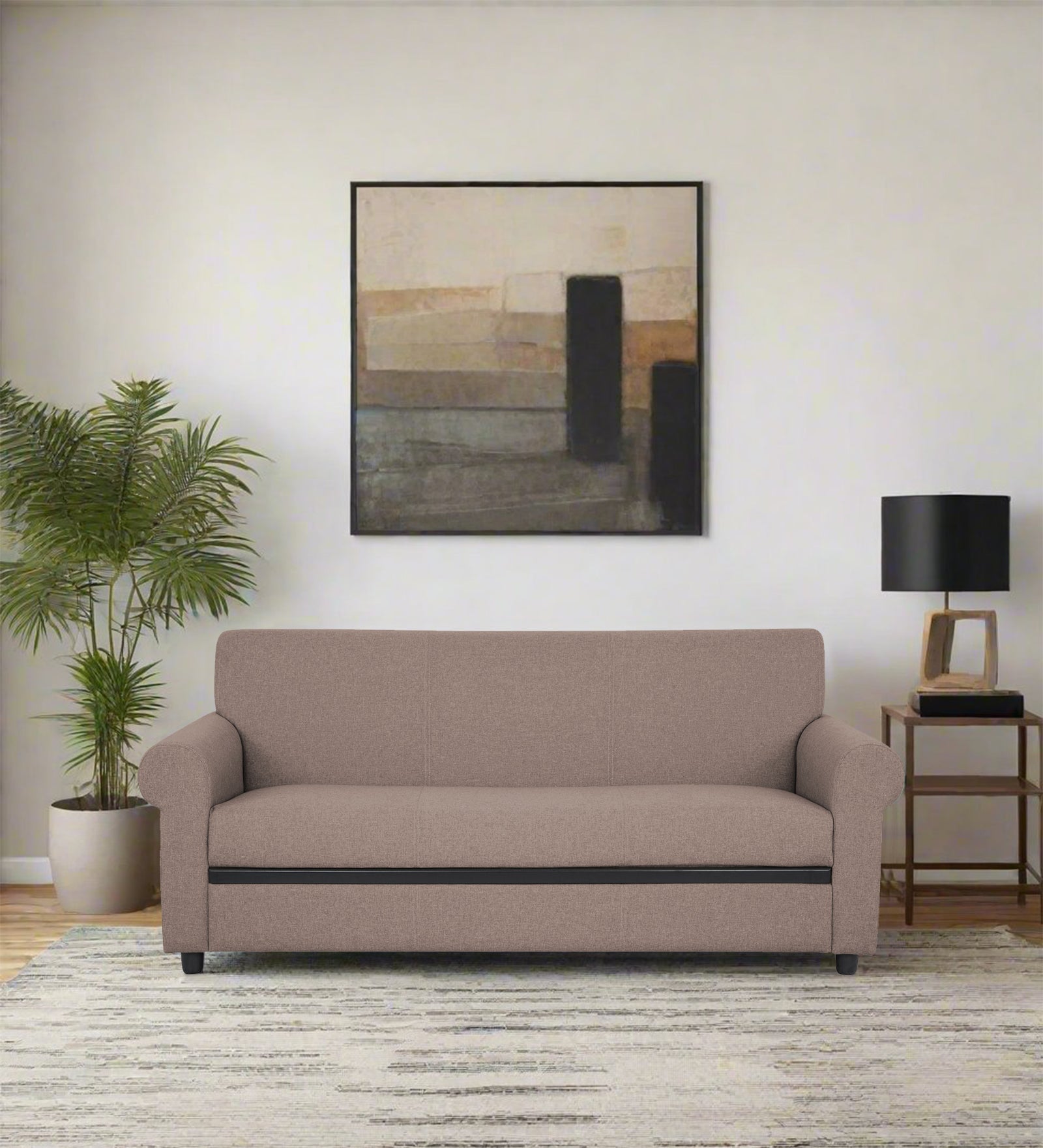 Ribby Fabric 3 Seater Sofa in Kadhi Beige Colour