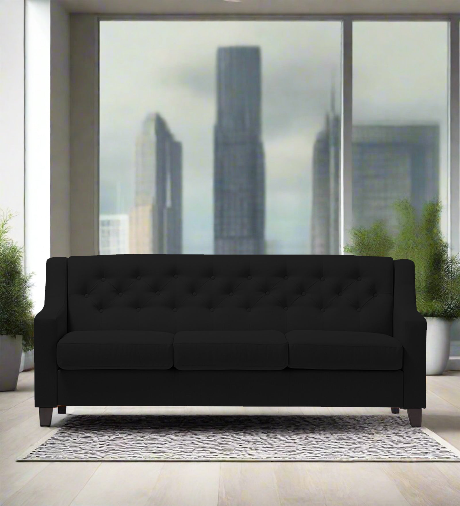 Baidy Fabric 3 Seater Sofa in Zed Black Colour