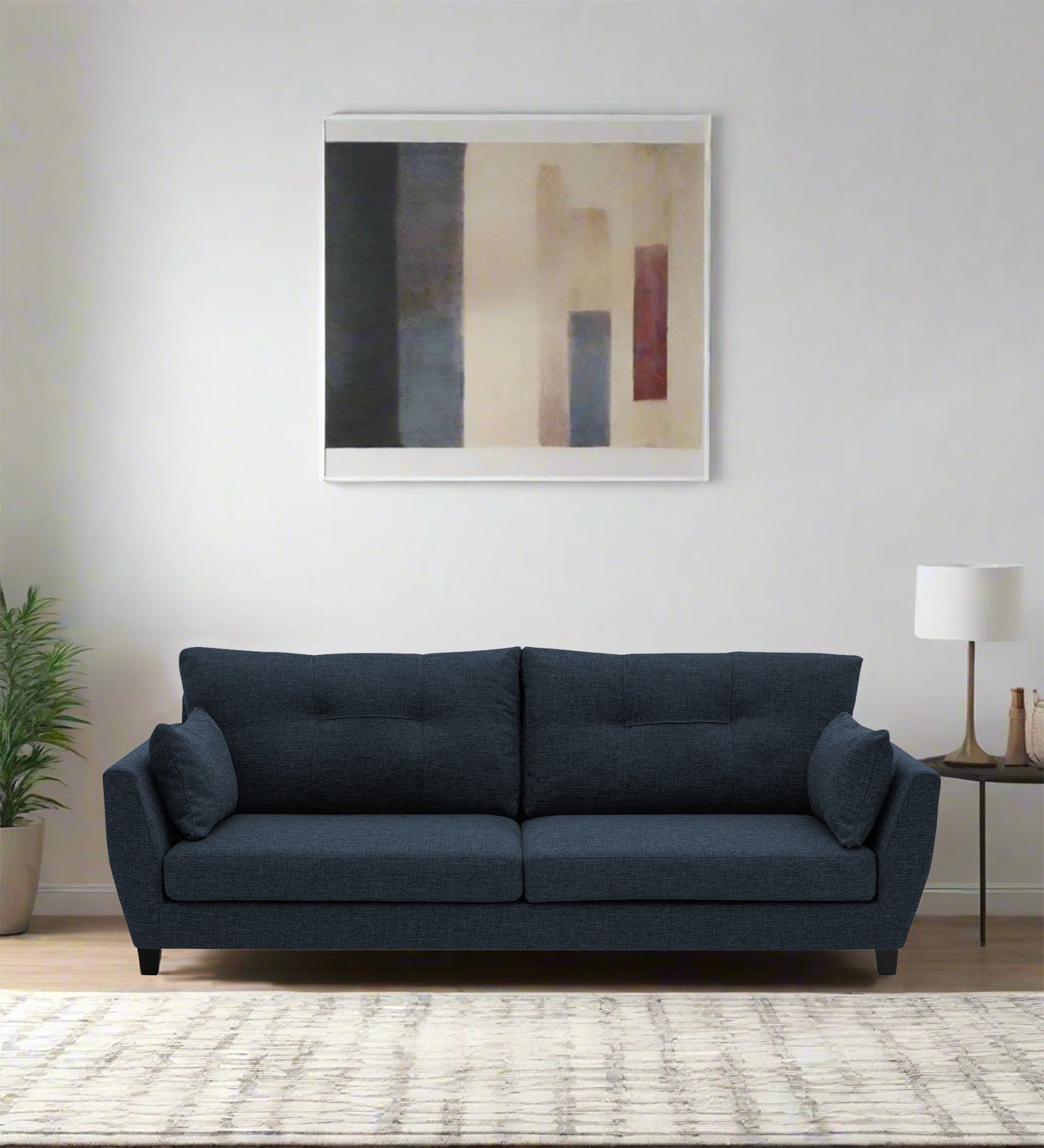Mario Fabric 3 Seater Sofa In Denim Blue Colour - Febonic Living