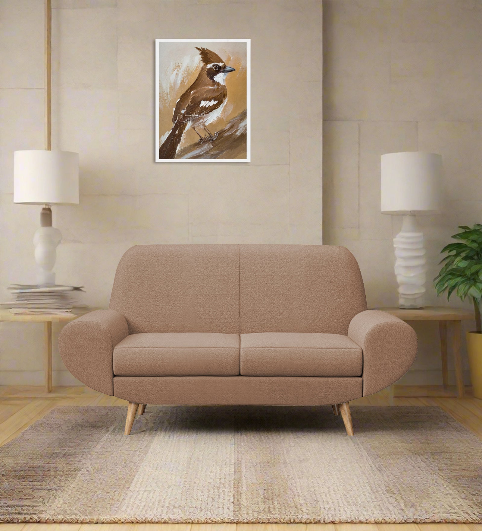 Jessy Fabric 2 Seater Sofa In Cosmic Beige Colour - Febonic Living