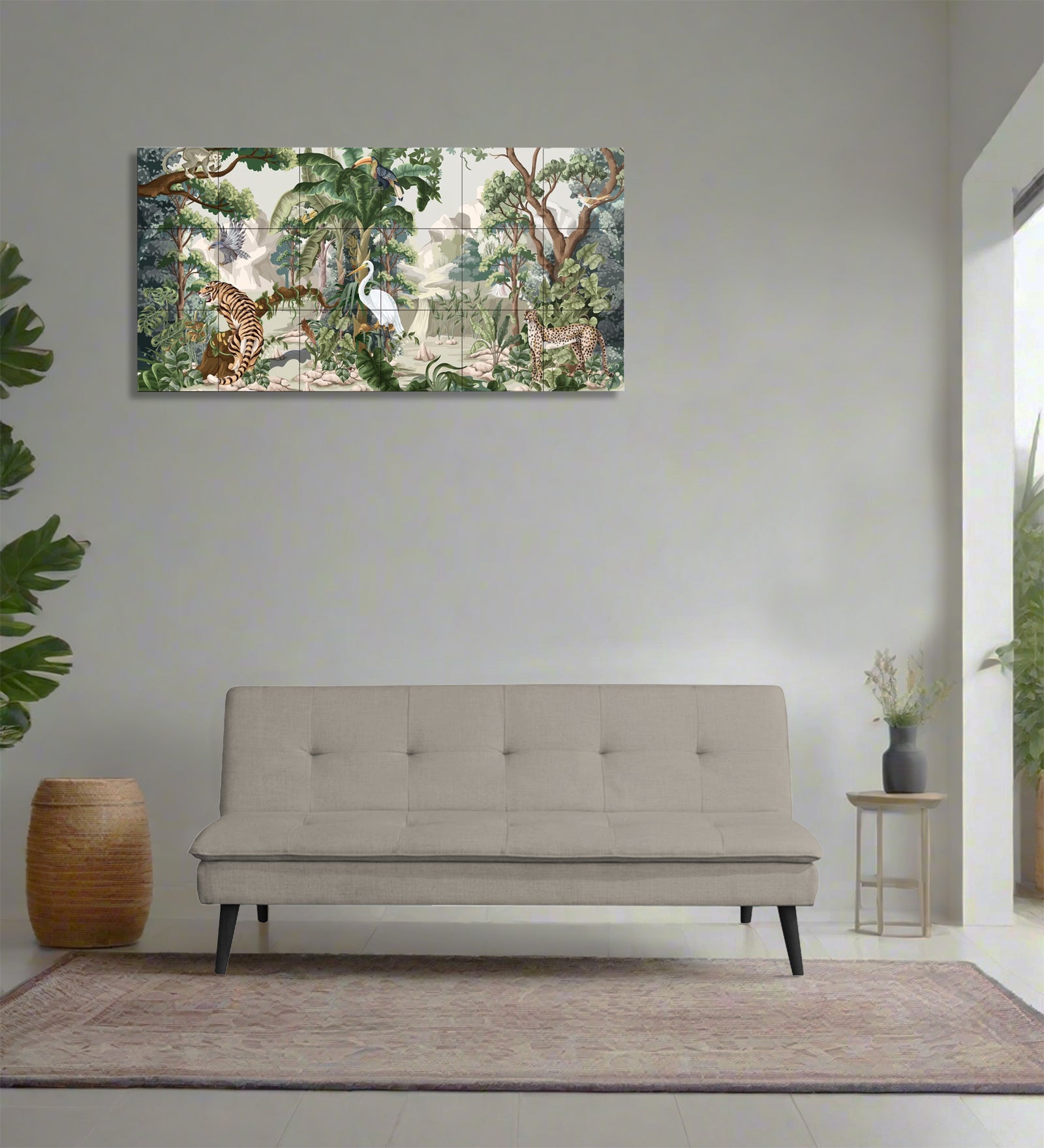 Toner Fabric 3 Seater Convertible Sofa Cum Bed In Ash Grey Colour - Febonic Living