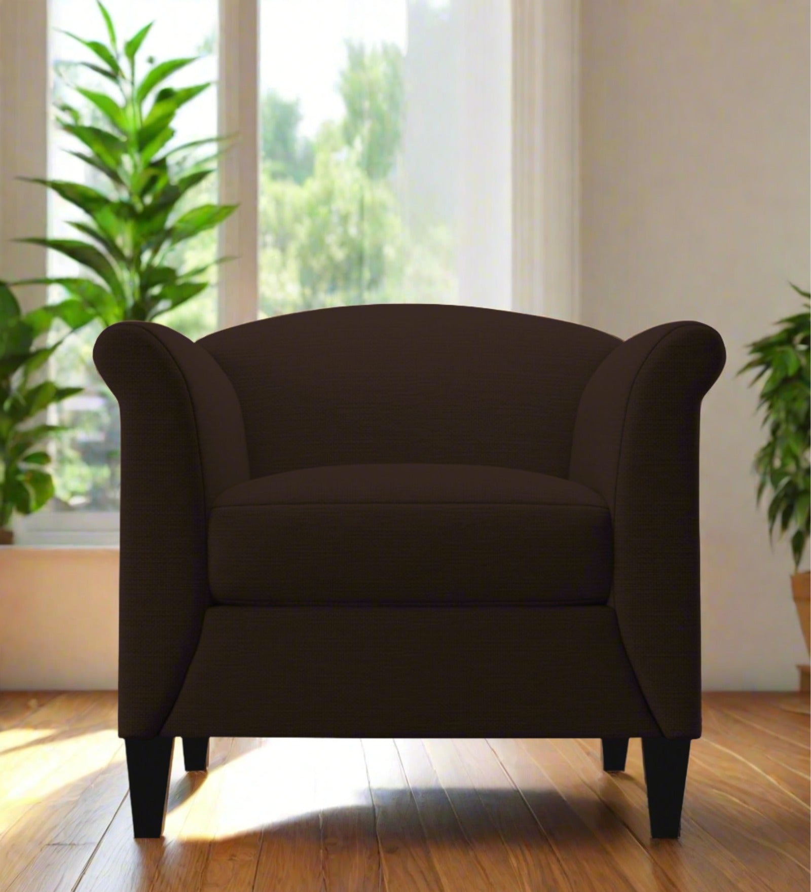 Kimber Fabric 1 Seater Sofa In Coffee Brown Colour - Febonic Living