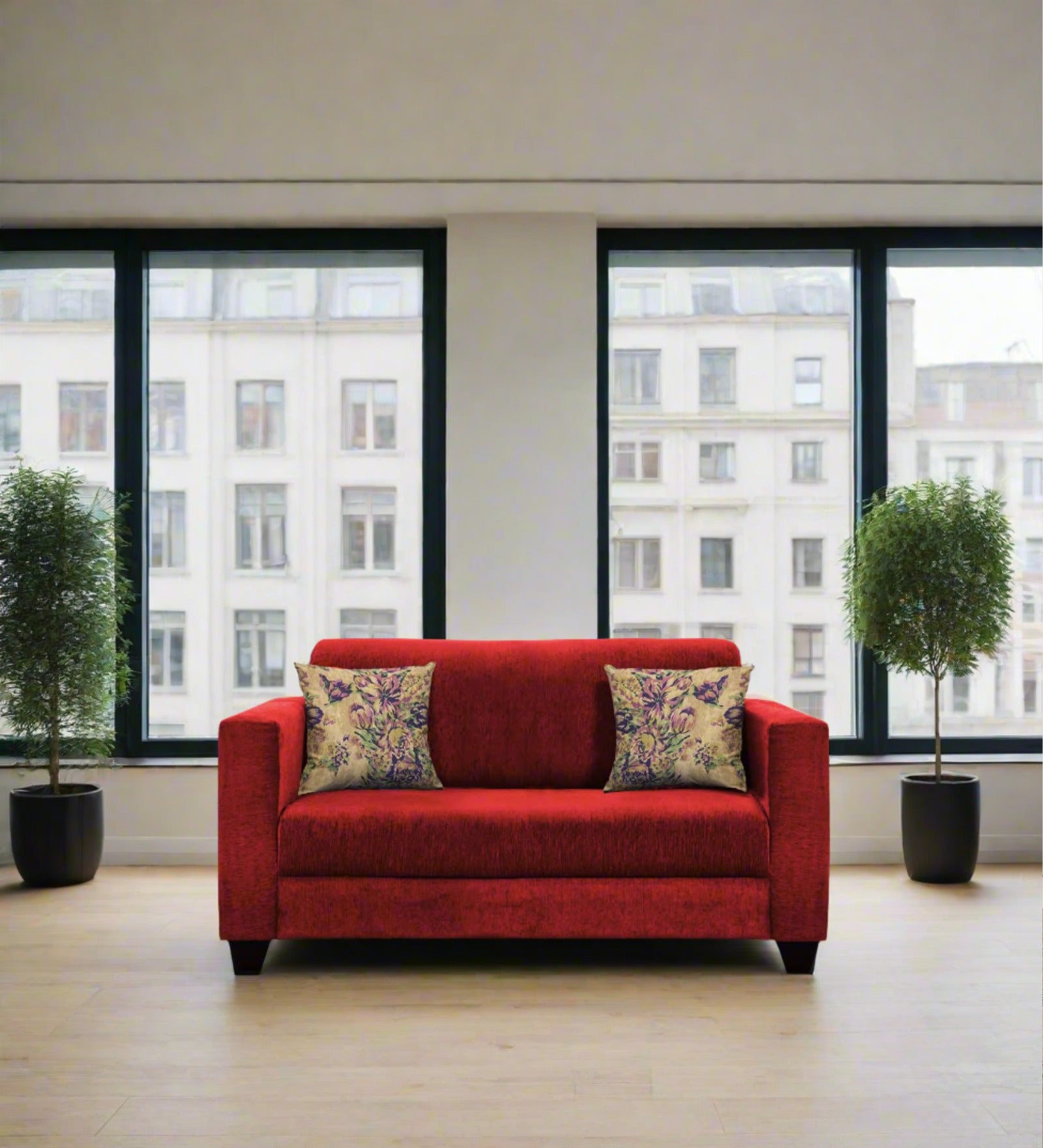 Lipu Fabric 2 Seater Sofa In Blood Maroon Colour