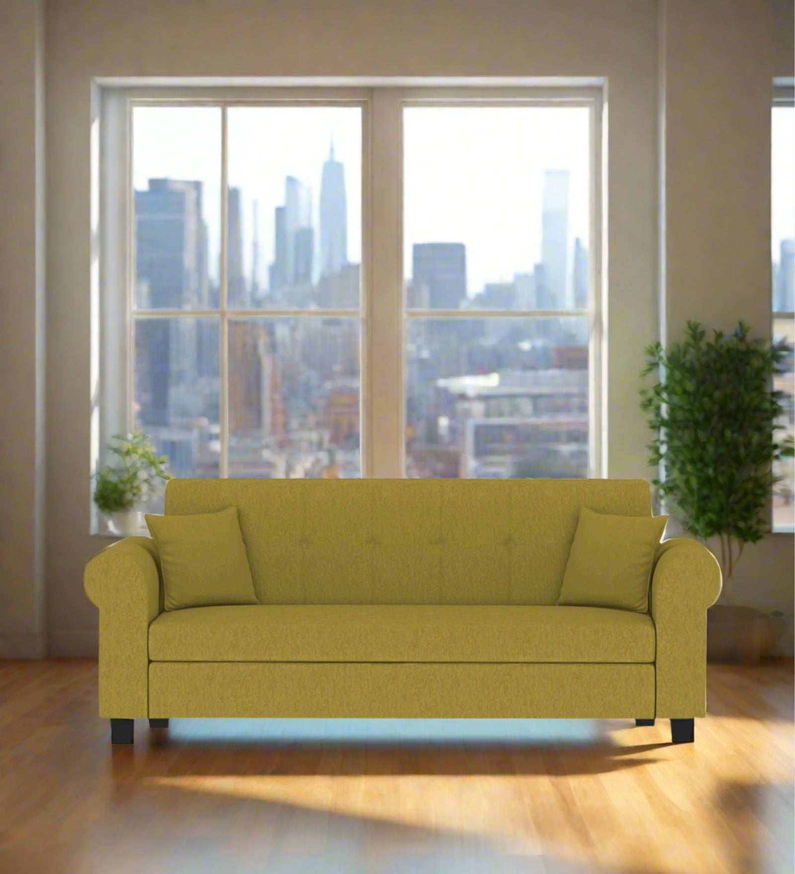 Derado Fabric 3 Seater Sofa In Parrot Green Colour - Febonic Living