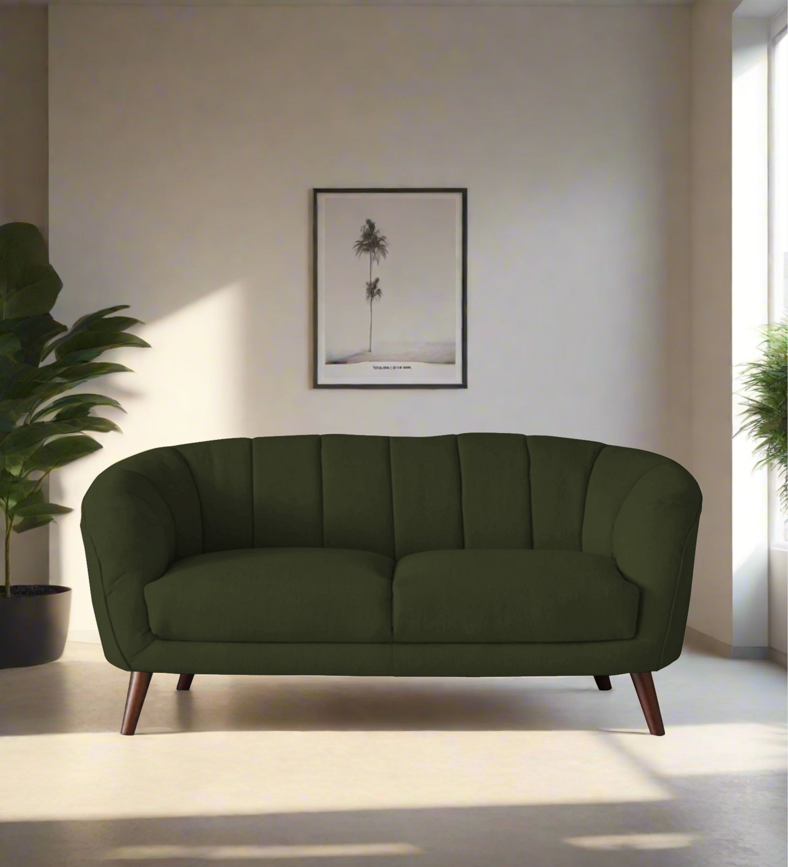 Benjamin Fabric 2 Seater Sofa In Olive Green Colour - Febonic Living