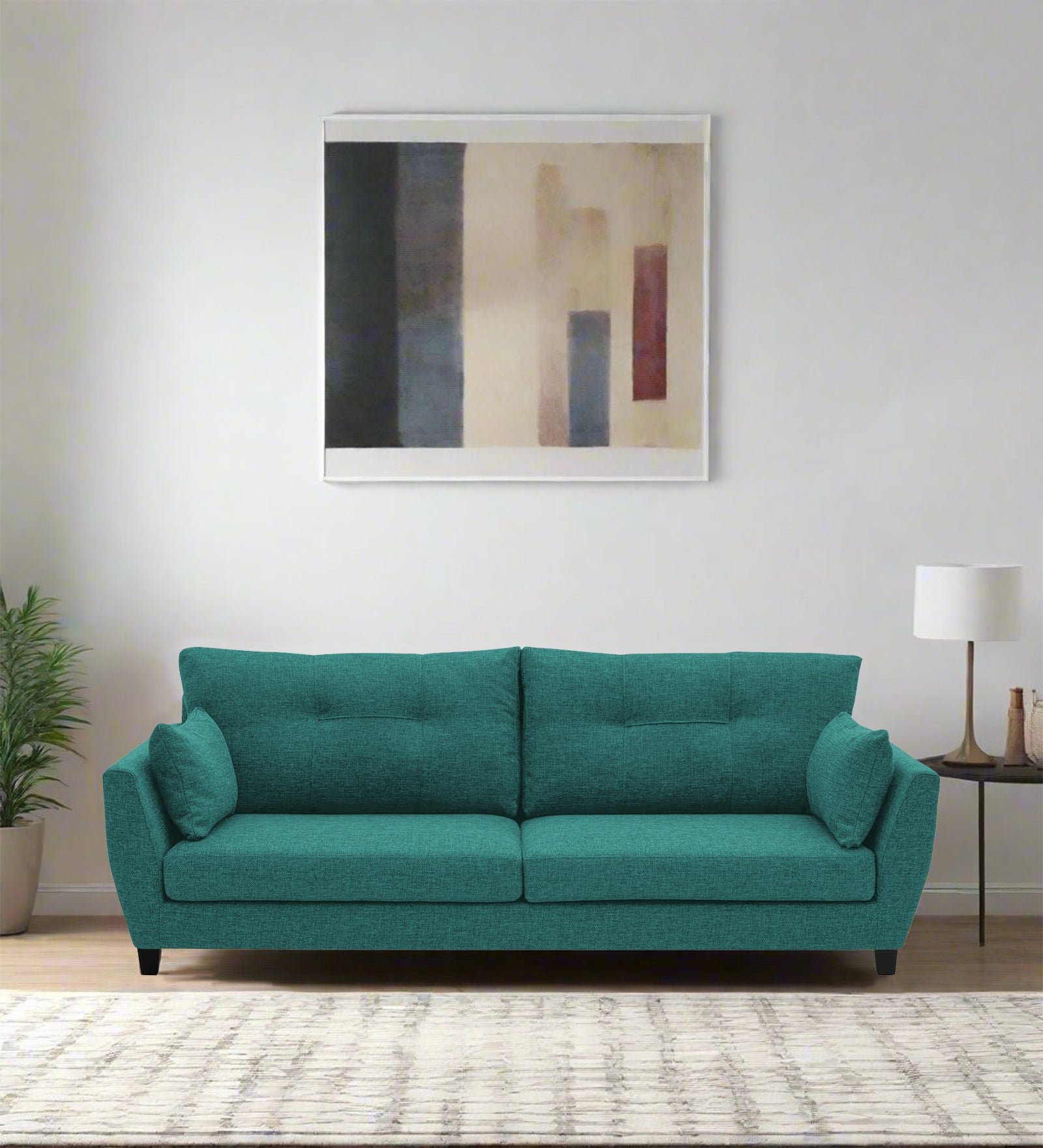 Mario Fabric 3 Seater Sofa In Sea Green Colour - Febonic Living