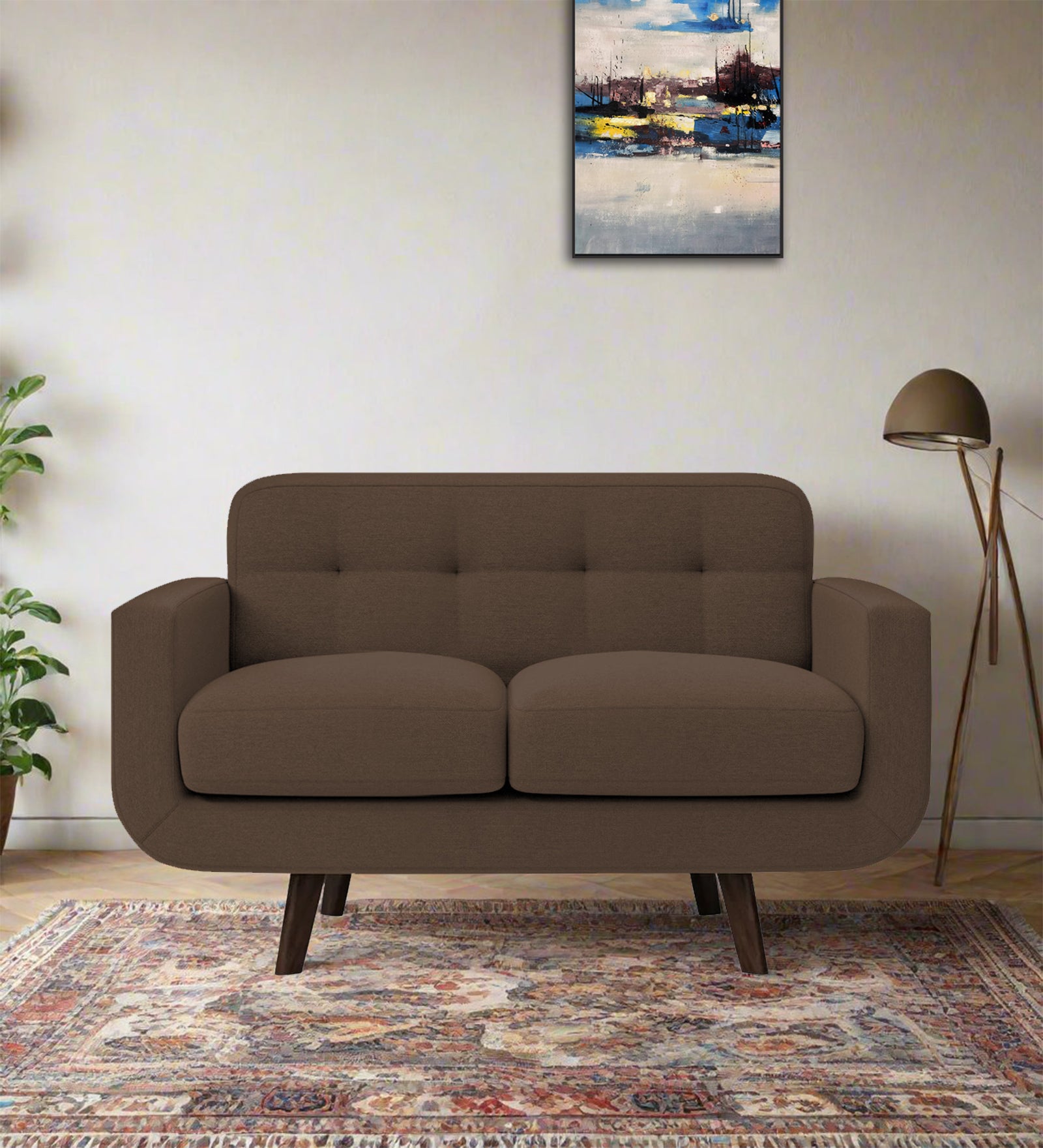 Marsela Fabric 2 Seater Sofa In Rose Brown Colour - Febonic Living