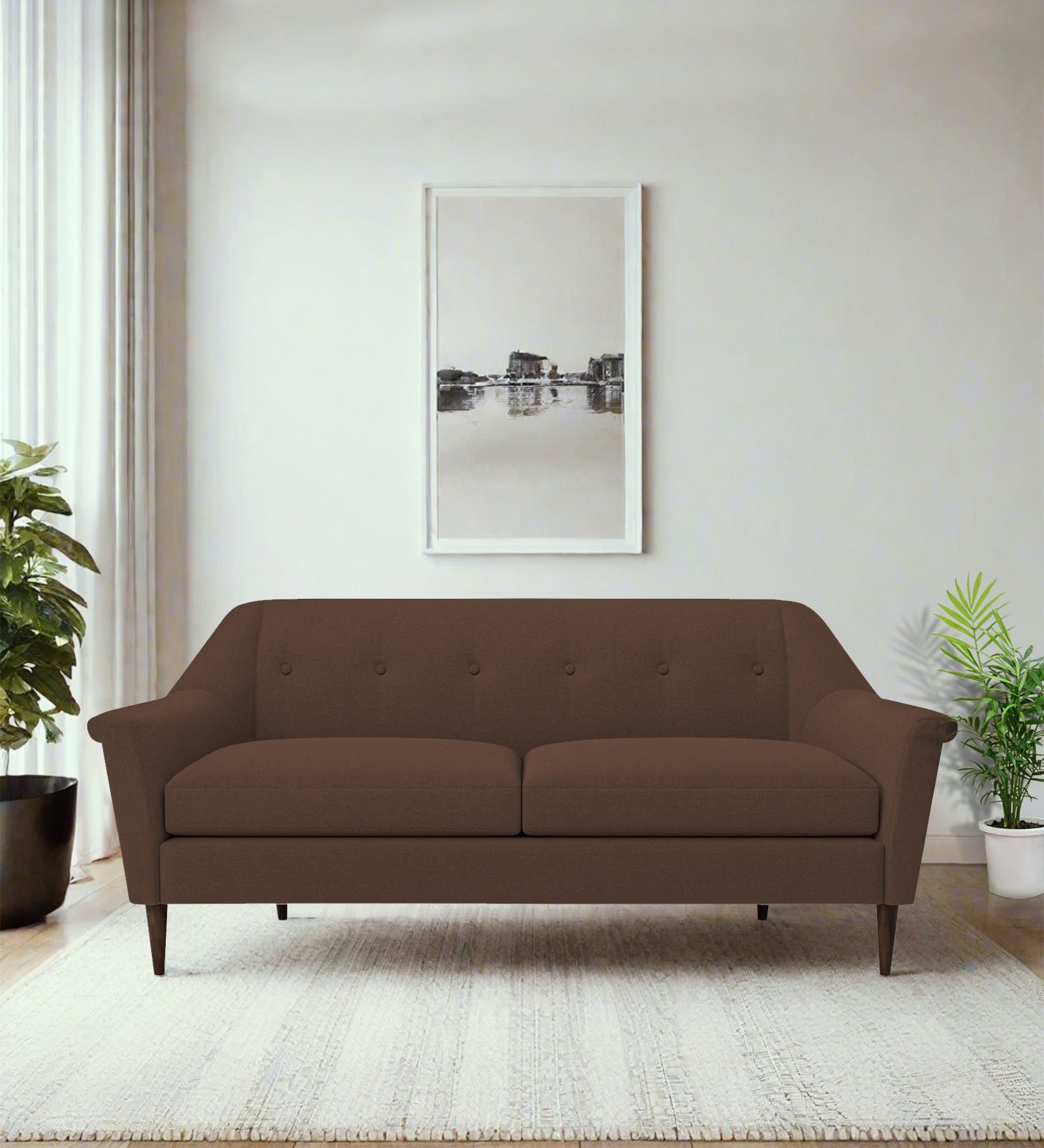 Homer Fabric 3 Seater Sofa In Ash Brown Colour - Febonic Living