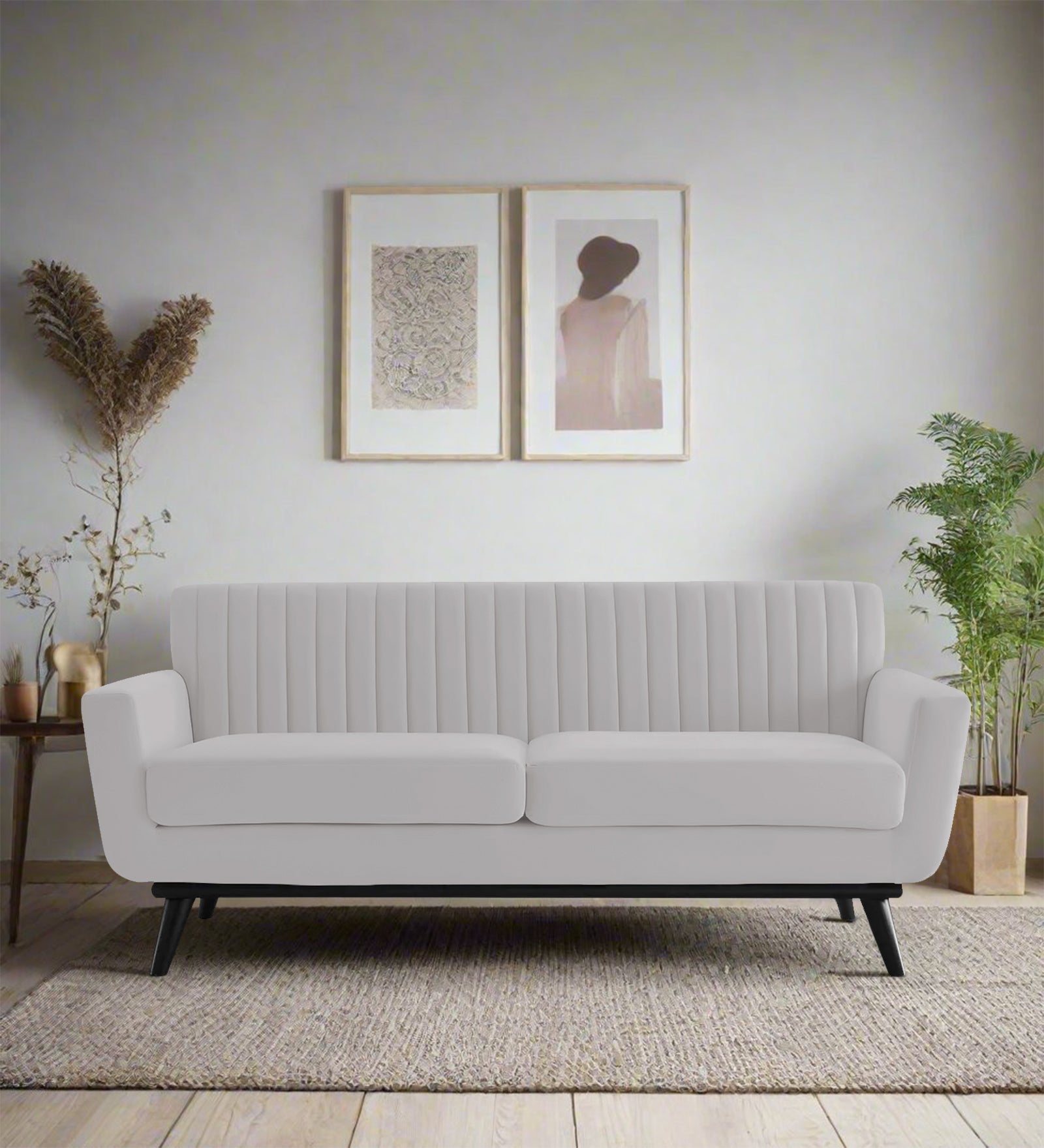 Tucker Velvet 2 Seater Sofa In Light Grey Colour - Febonic Living