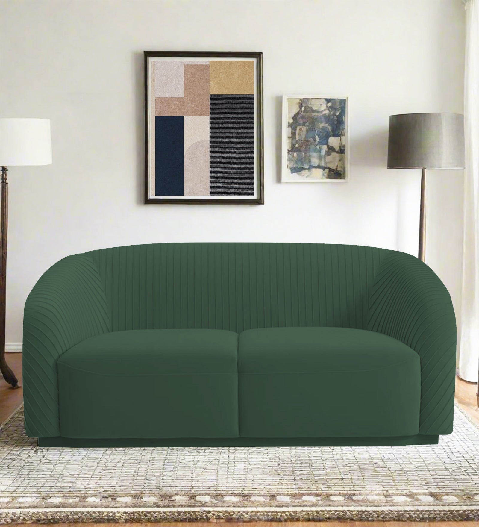 Yara Velvet Fabric 2 Seater Sofa In Amazon Green Colour - Febonic Living