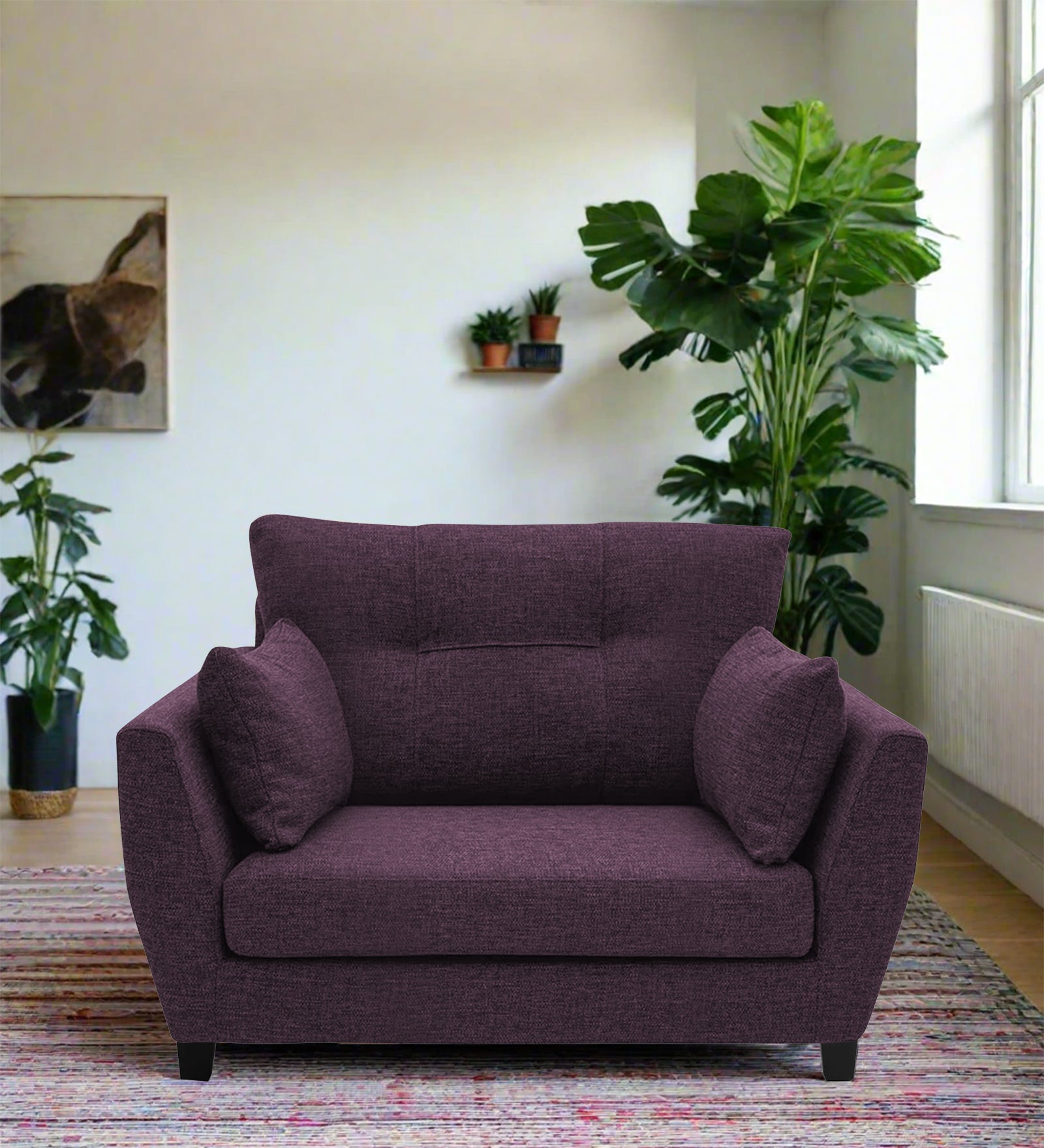 Mario Fabric 1 Seater Sofa In Greek Purple Colour - Febonic Living