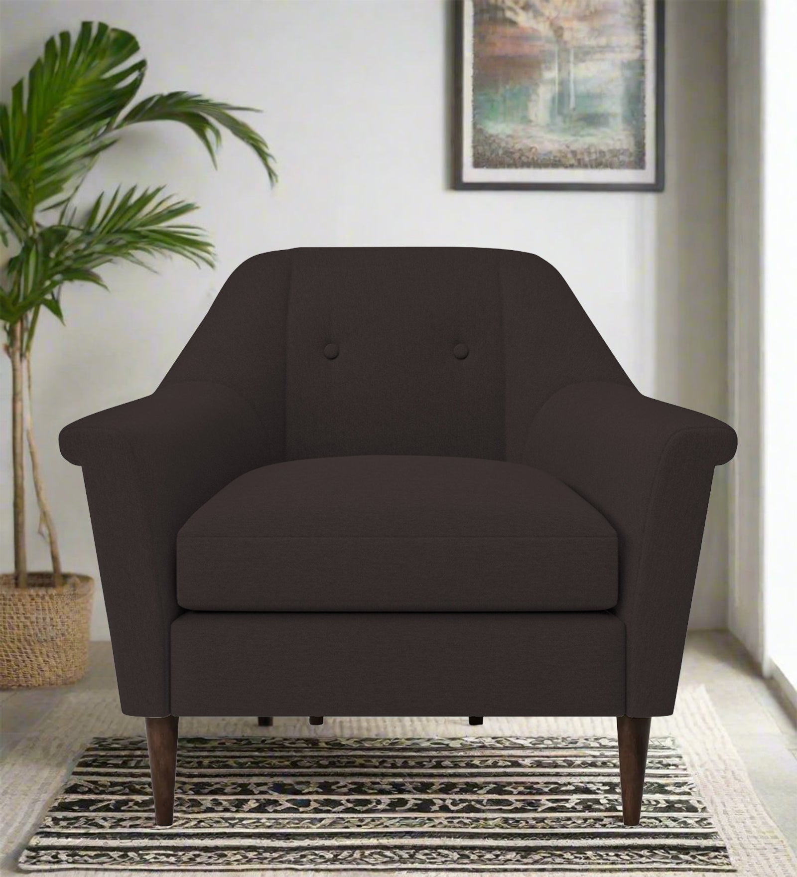 Homer Fabric 1 Seater Sofa In Pebble Brown Colour - Febonic Living