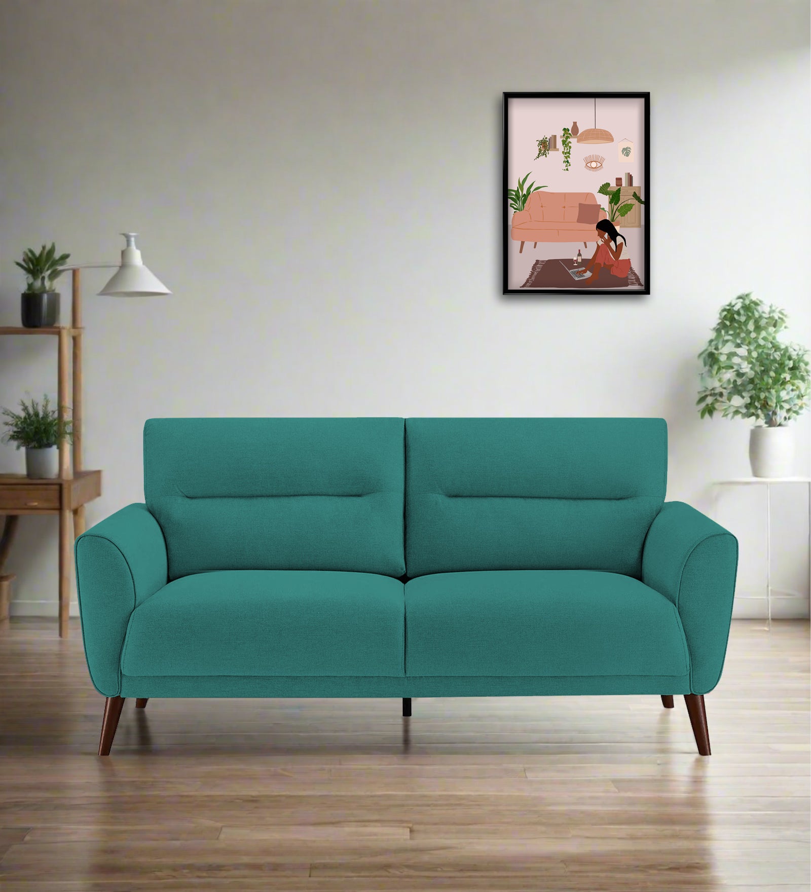 Castro Fabric 2 Seater Sofa In Sea Green Colour - Febonic Living