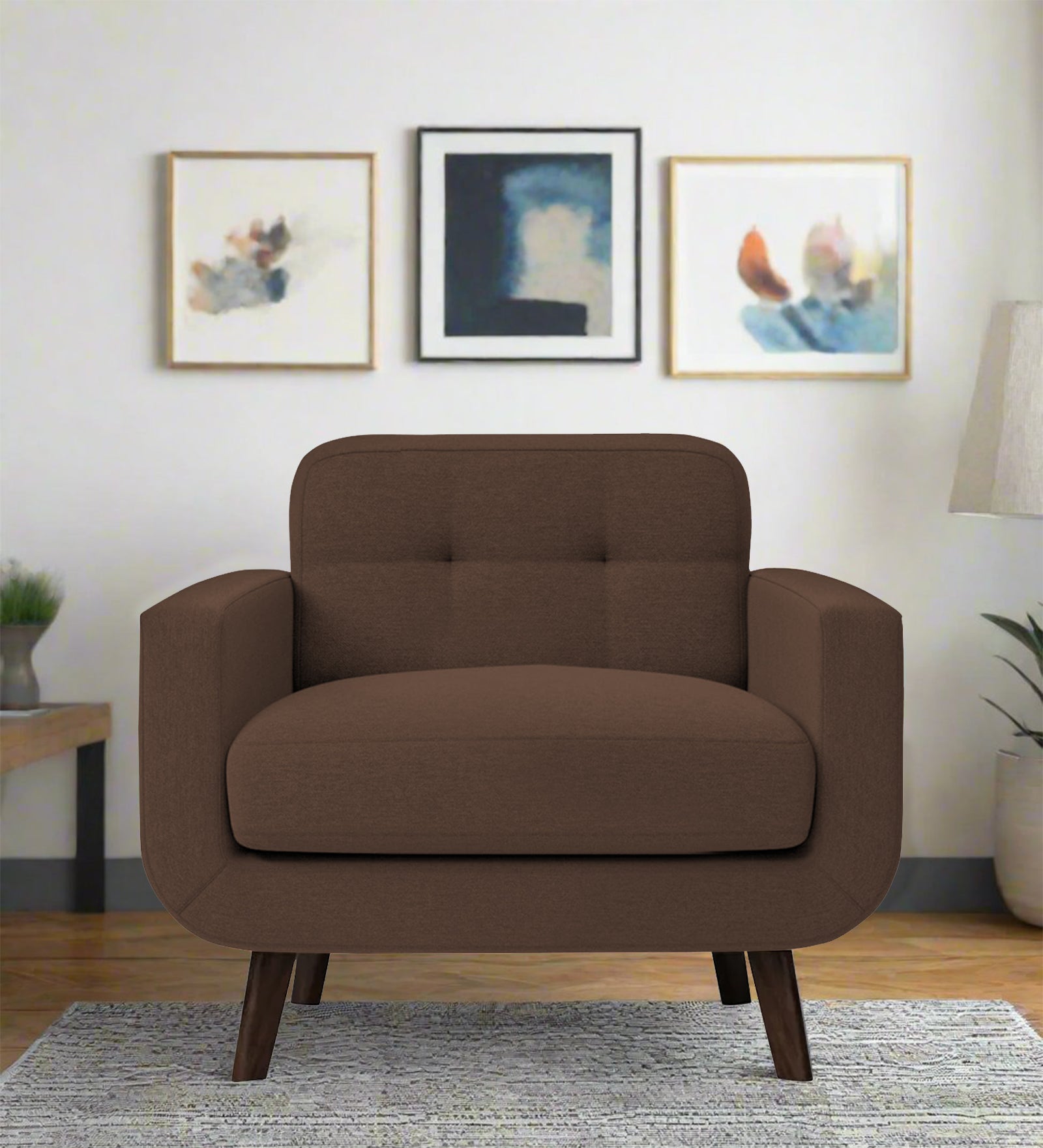 Marsela Fabric 1 Seater Sofa In Ash Brown Colour - Febonic Living