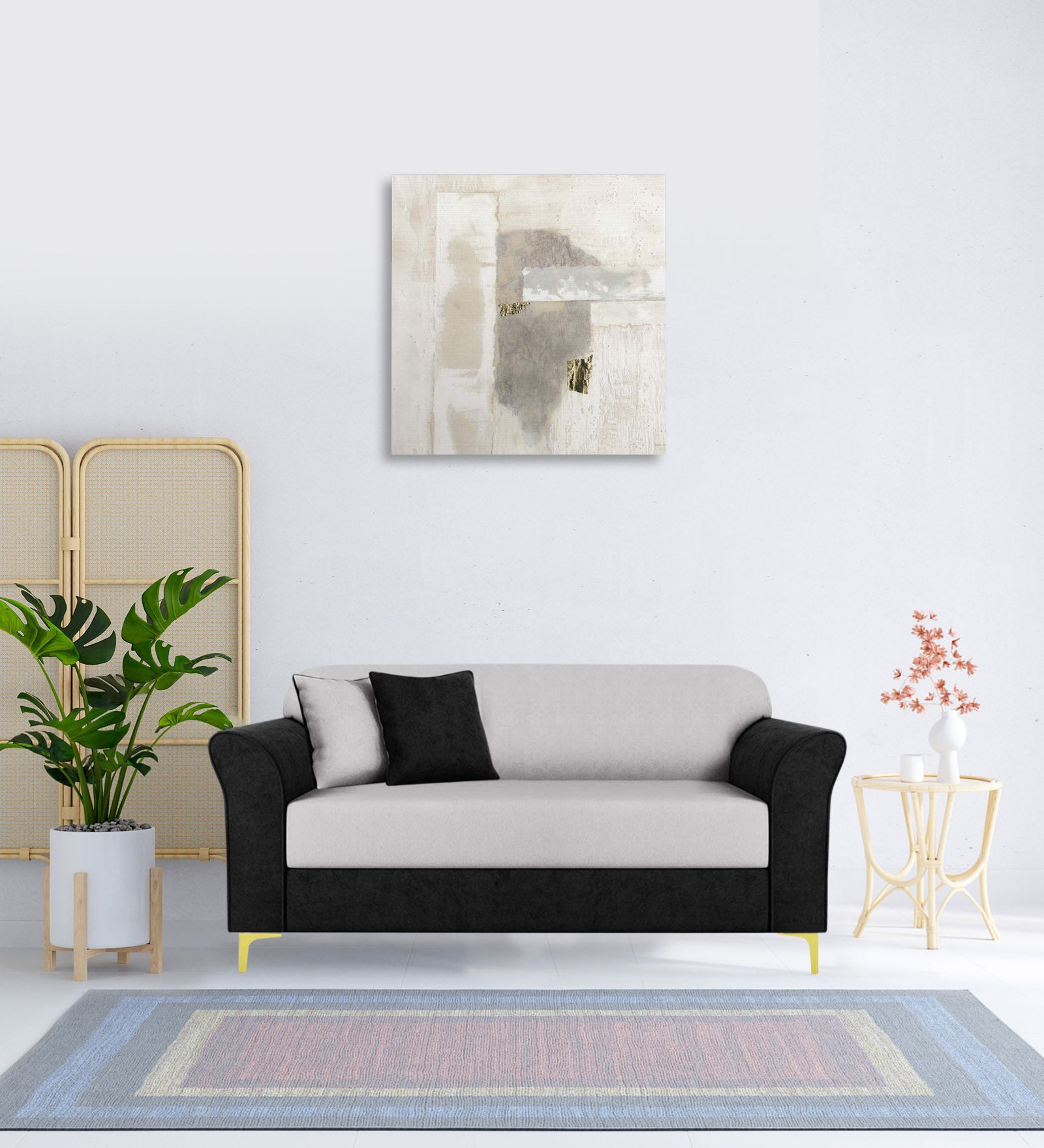 Jordan Velvet 2 Seater Sofa In Adam Black And Concreate Grey Colour - Febonic Living