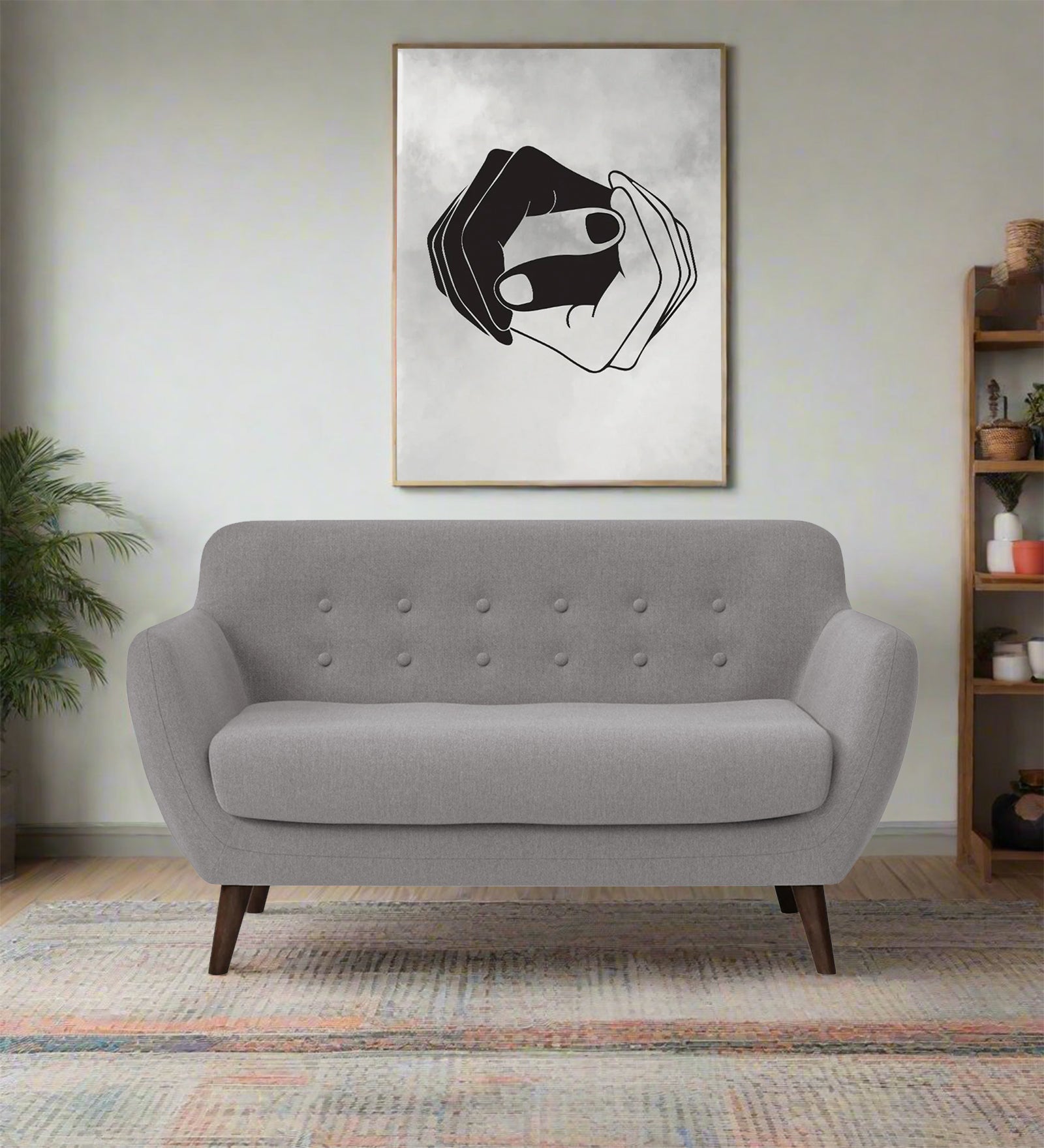 Goofy Fabric 2 Seater Sofa In Silver Grey Colour - Febonic Living