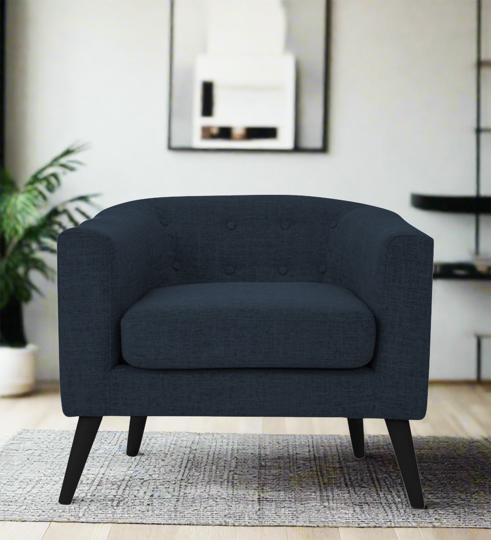 Casper Fabric 1 Seater Sofa In Denim Blue Colour - Febonic Living