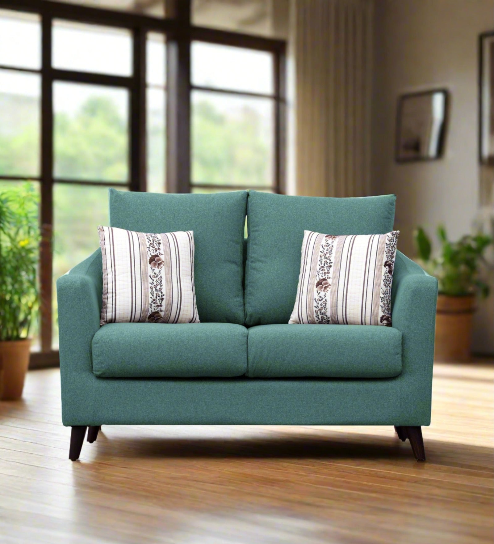 Kevin Fabric Seater Sofa In Sea Green Colour