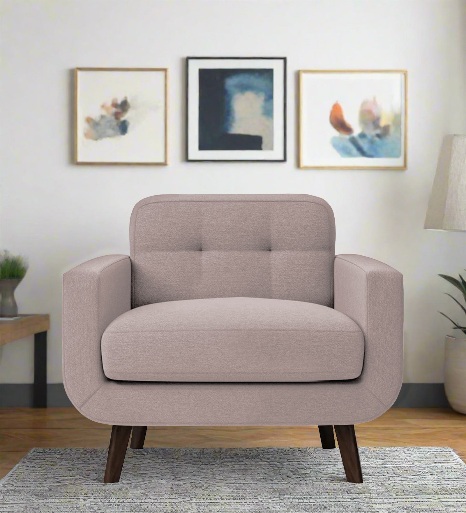 Marsela Fabric 1 Seater Sofa In Almond Beige Colour - Febonic Living