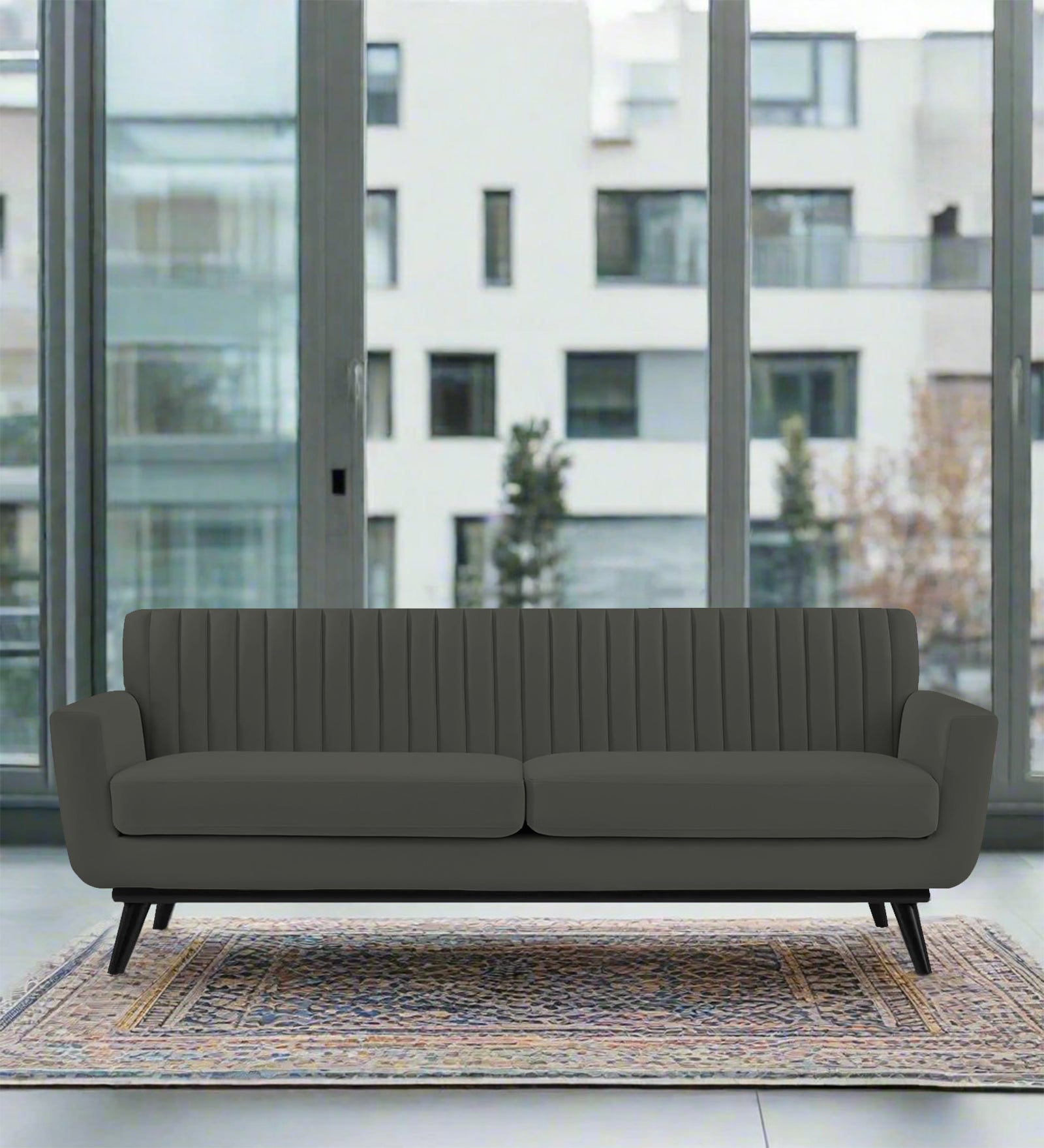 Tucker Velvet 3 Seater Sofa In Hory Grey Colour - Febonic Living