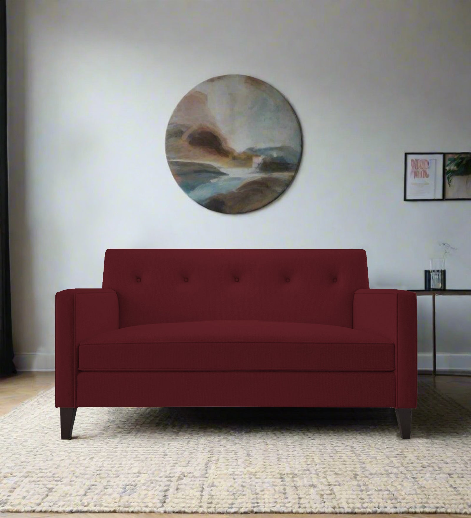Miller Fabric 2 Seater Sofa In Blood Maroon Colour - Febonic Living