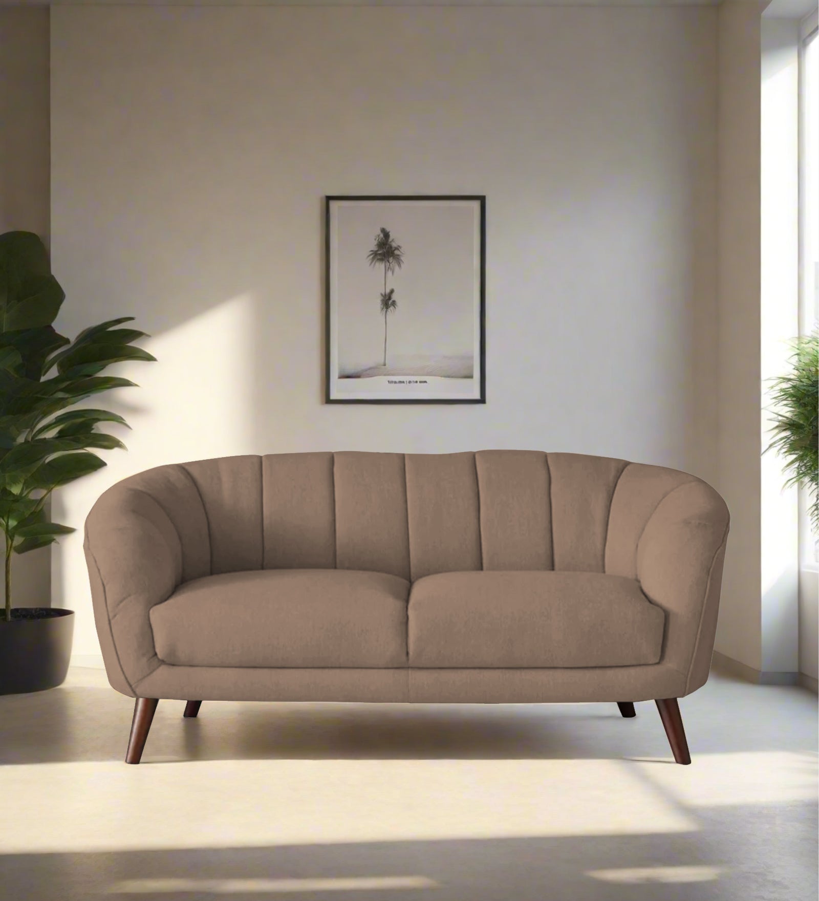 Benjamin Fabric 2 Seater Sofa In Cookie Beige Colour - Febonic Living