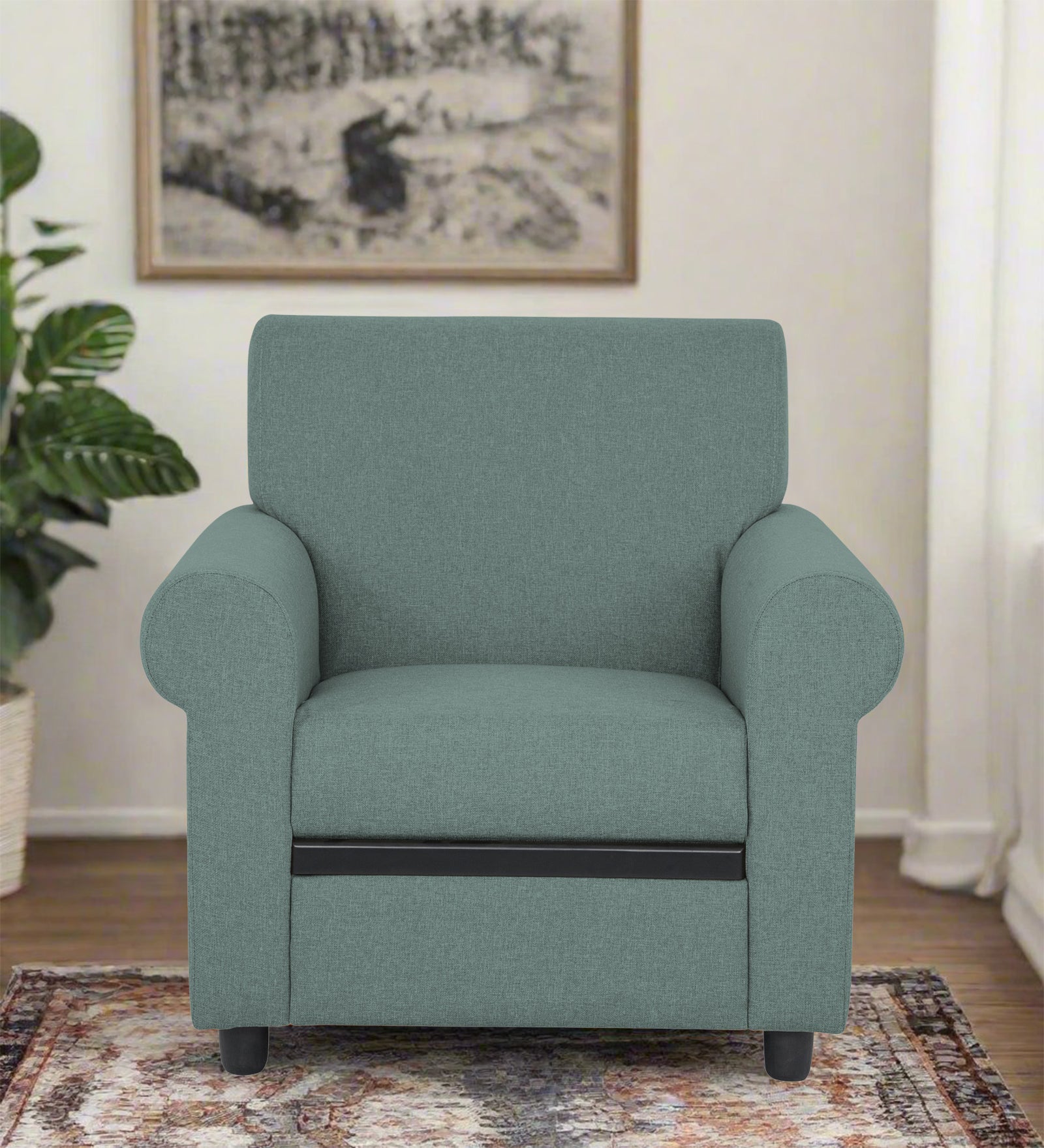 Ribby Fabric 1 Seater Sofa In Suka Blue Colour - Febonic Living