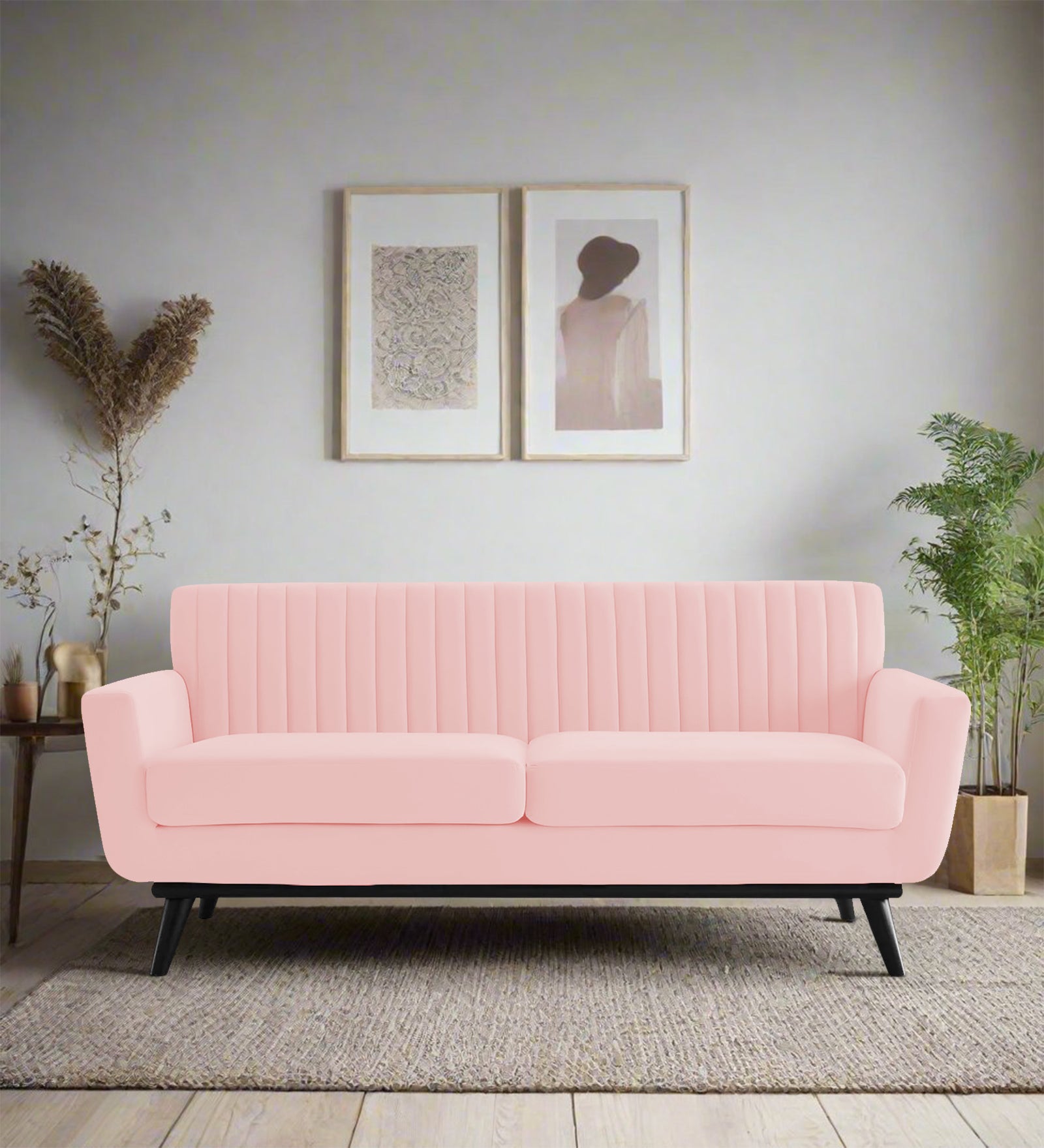 Tucker Velvet 2 Seater Sofa In Millennial Pink Colour - Febonic Living